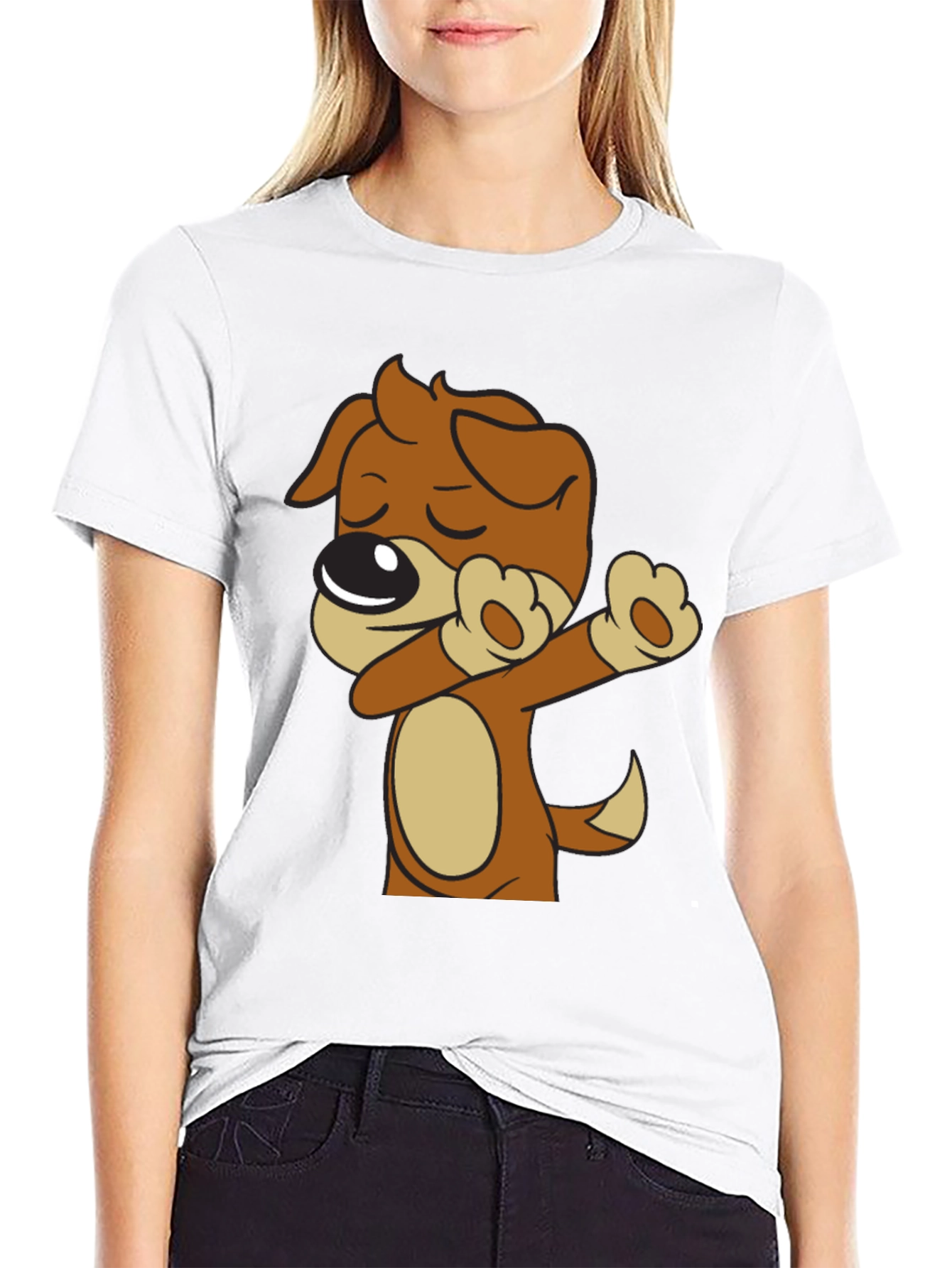 Dog Dabbing Black T-Shirt - Cartoon Animal Graphic Tee