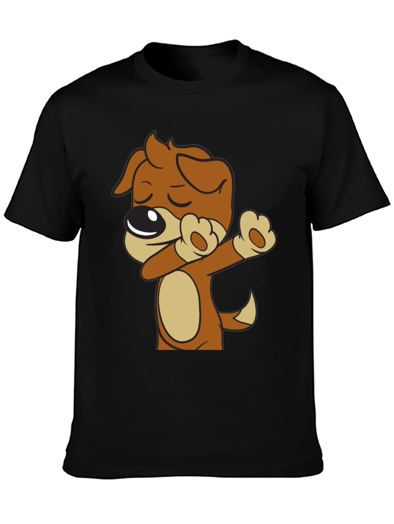 Dog Dabbing Black T-Shirt - Cartoon Animal Graphic Tee