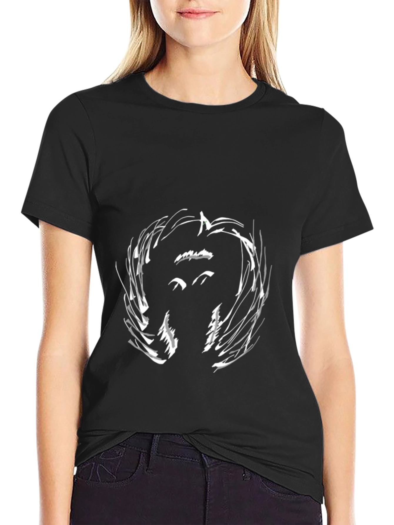 Abstract Face Black T-Shirt