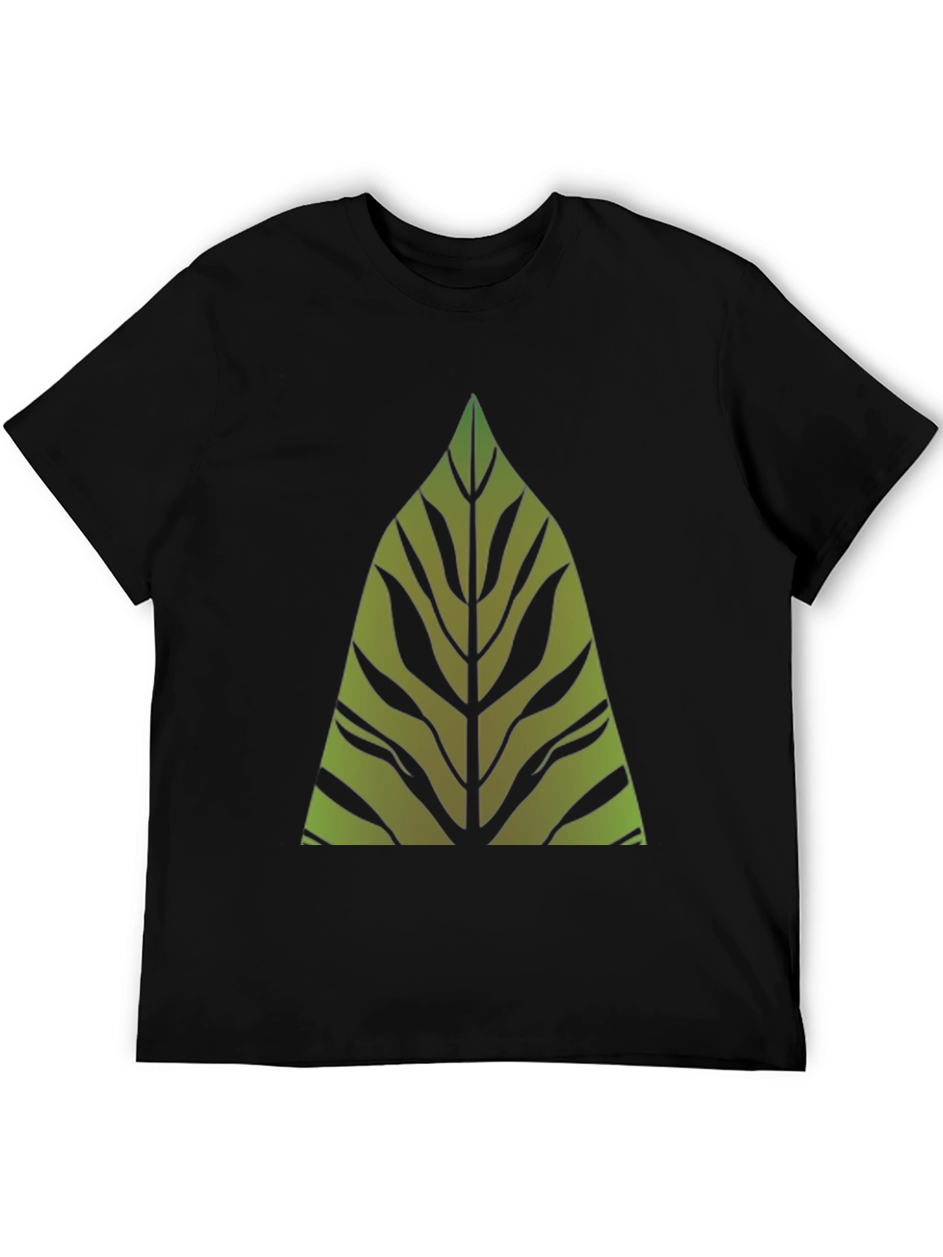 Green Leaf Graphic Print Black T-Shirt