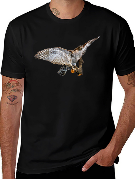 Cool Black T-Shirt with Bird of Prey Graphic Print