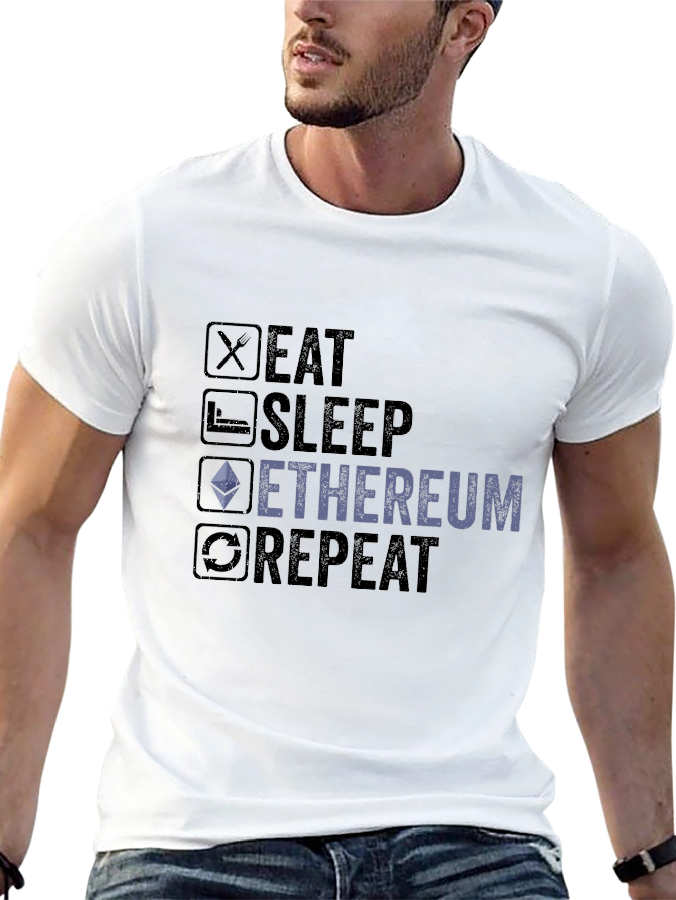 Eat Sleep Ethereum Repeat Graphic Tee