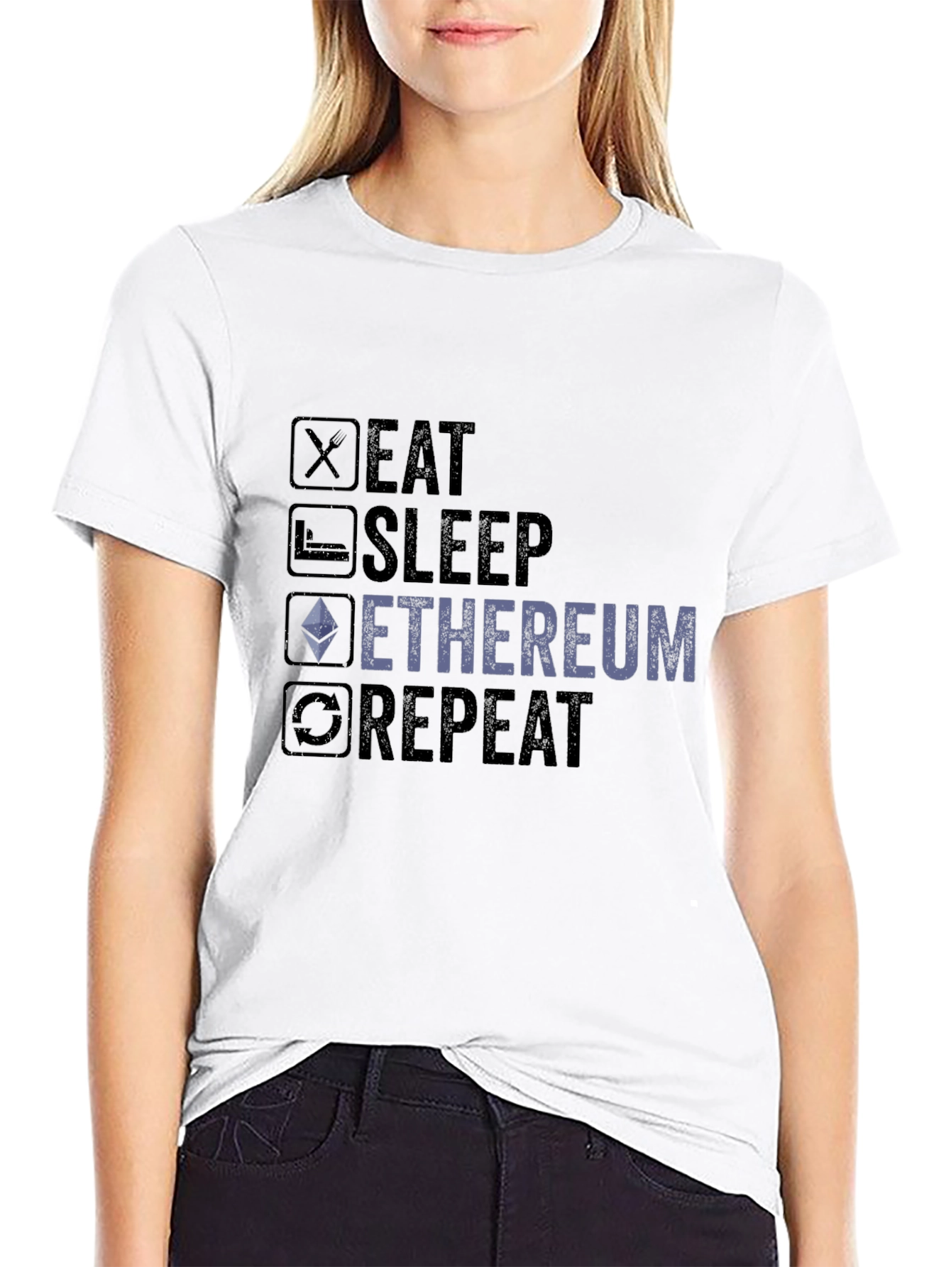 Eat Sleep Ethereum Repeat Graphic Tee