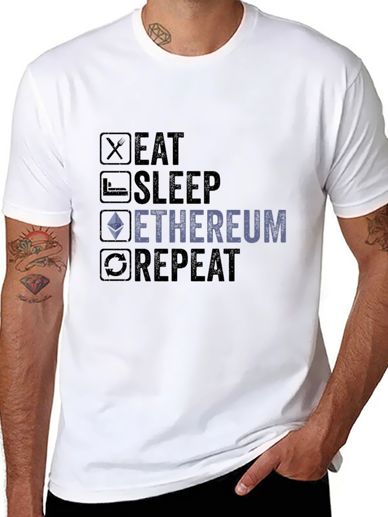 Eat Sleep Ethereum Repeat Graphic Tee