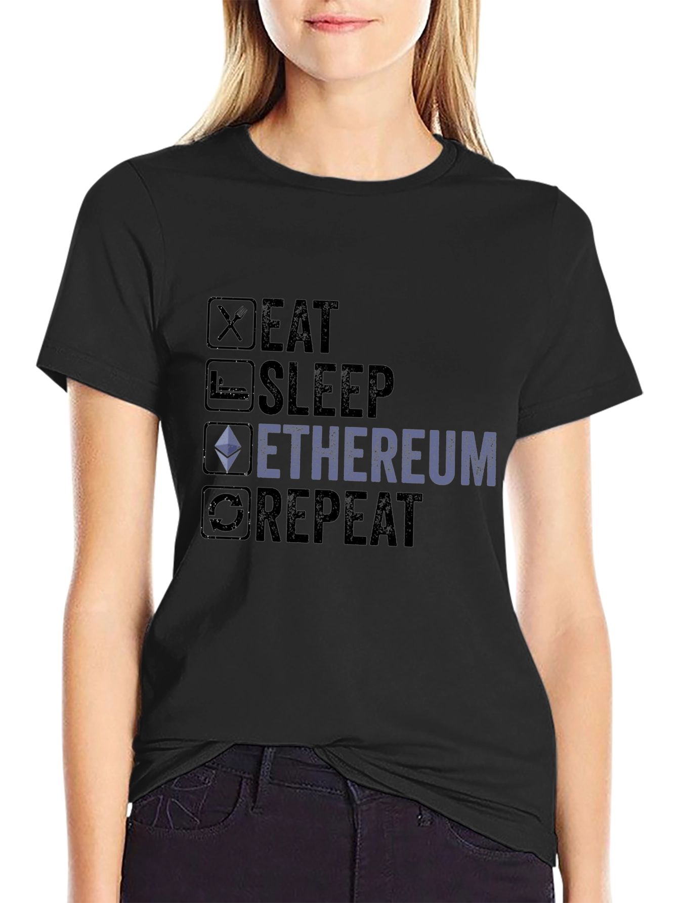 Eat Sleep Ethereum Repeat Graphic Tee