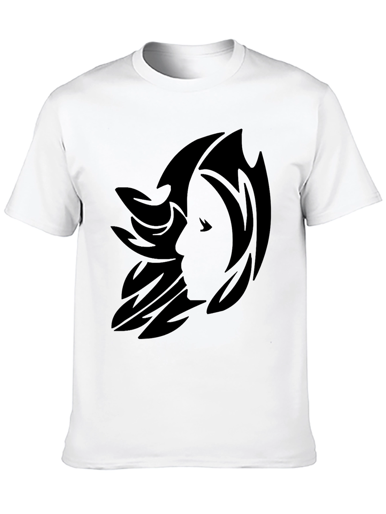 Stylish Black Graphic Tee - Abstract Face Design
