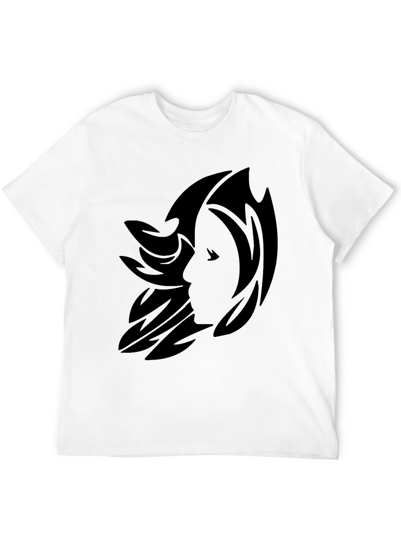 Stylish Black Graphic Tee - Abstract Face Design