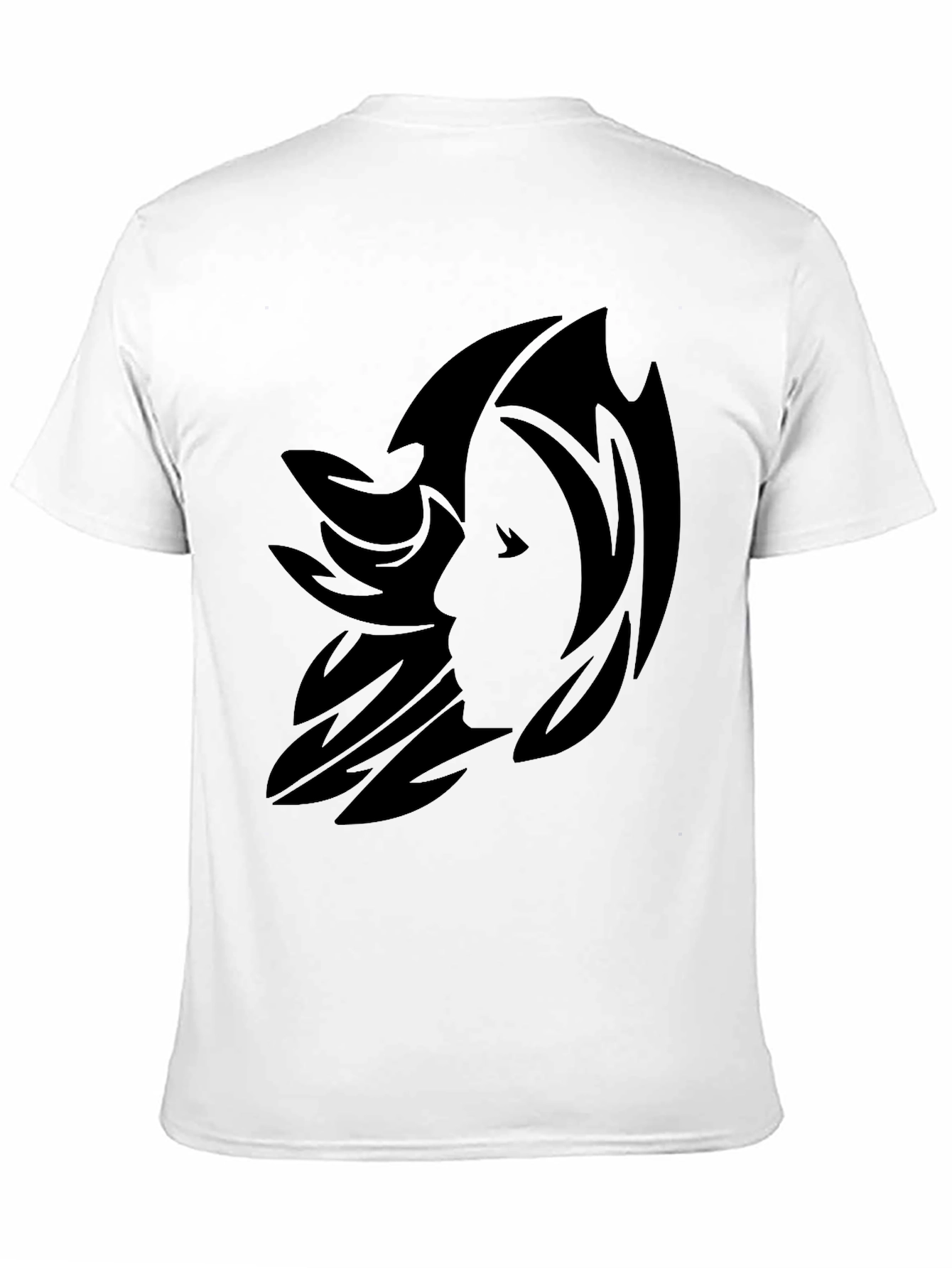 Stylish Black Graphic Tee - Abstract Face Design