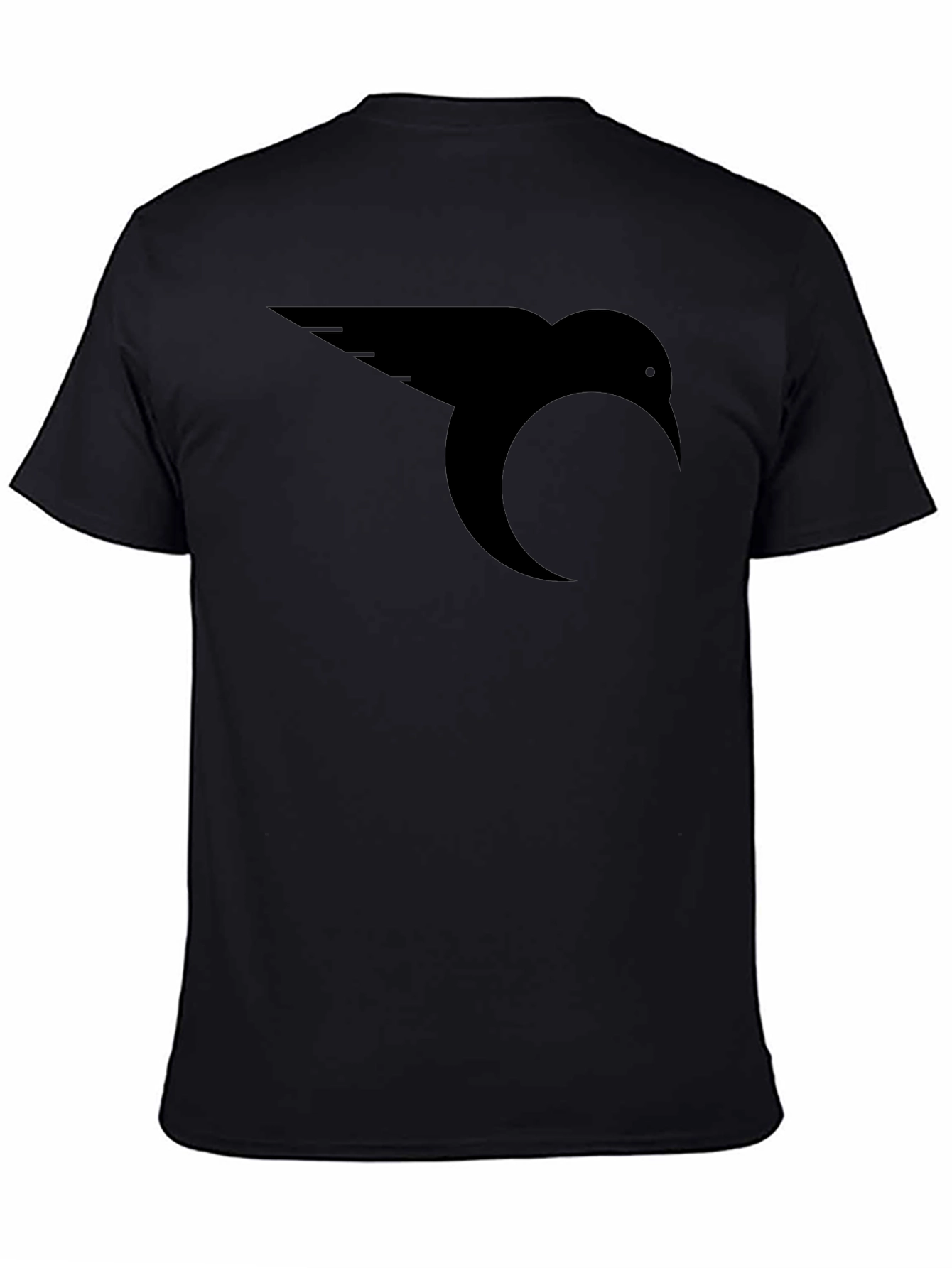 Black T-Shirt with Bird Graphic Print