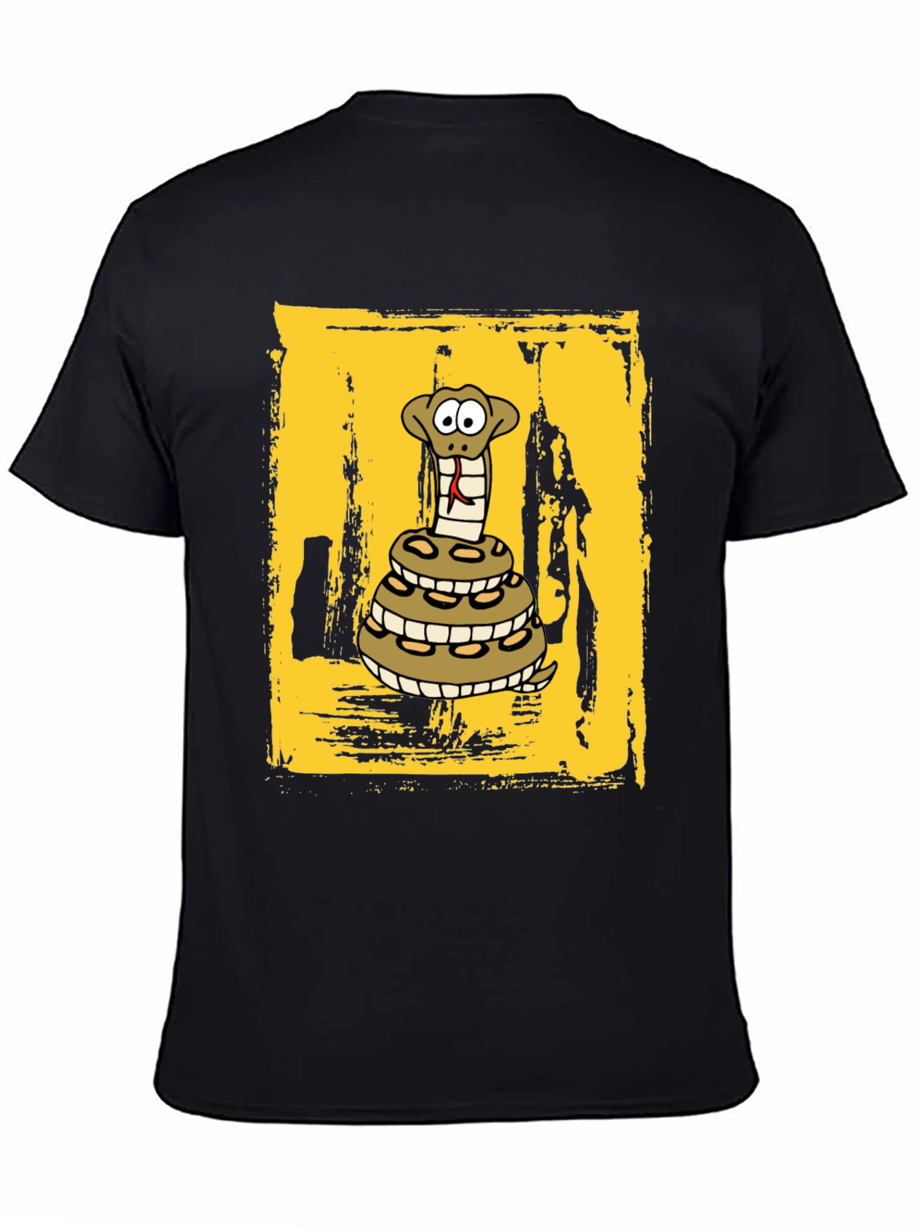 Cartoon Snake T-Shirt - Black Cotton Graphic Tee