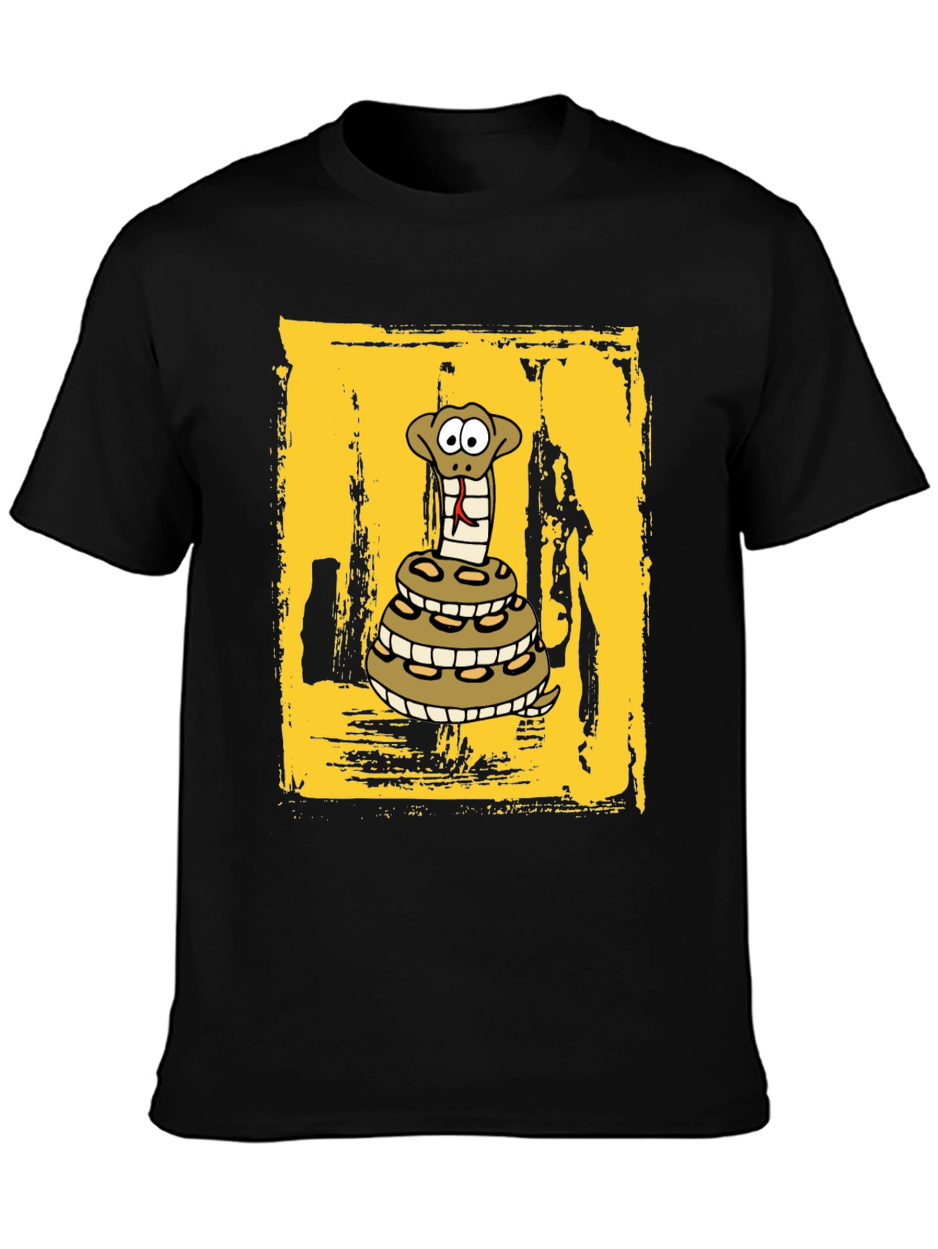 Cartoon Snake T-Shirt - Black Cotton Graphic Tee