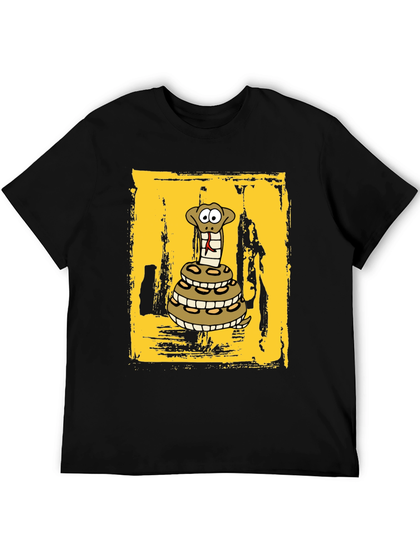 Cartoon Snake T-Shirt - Black Cotton Graphic Tee