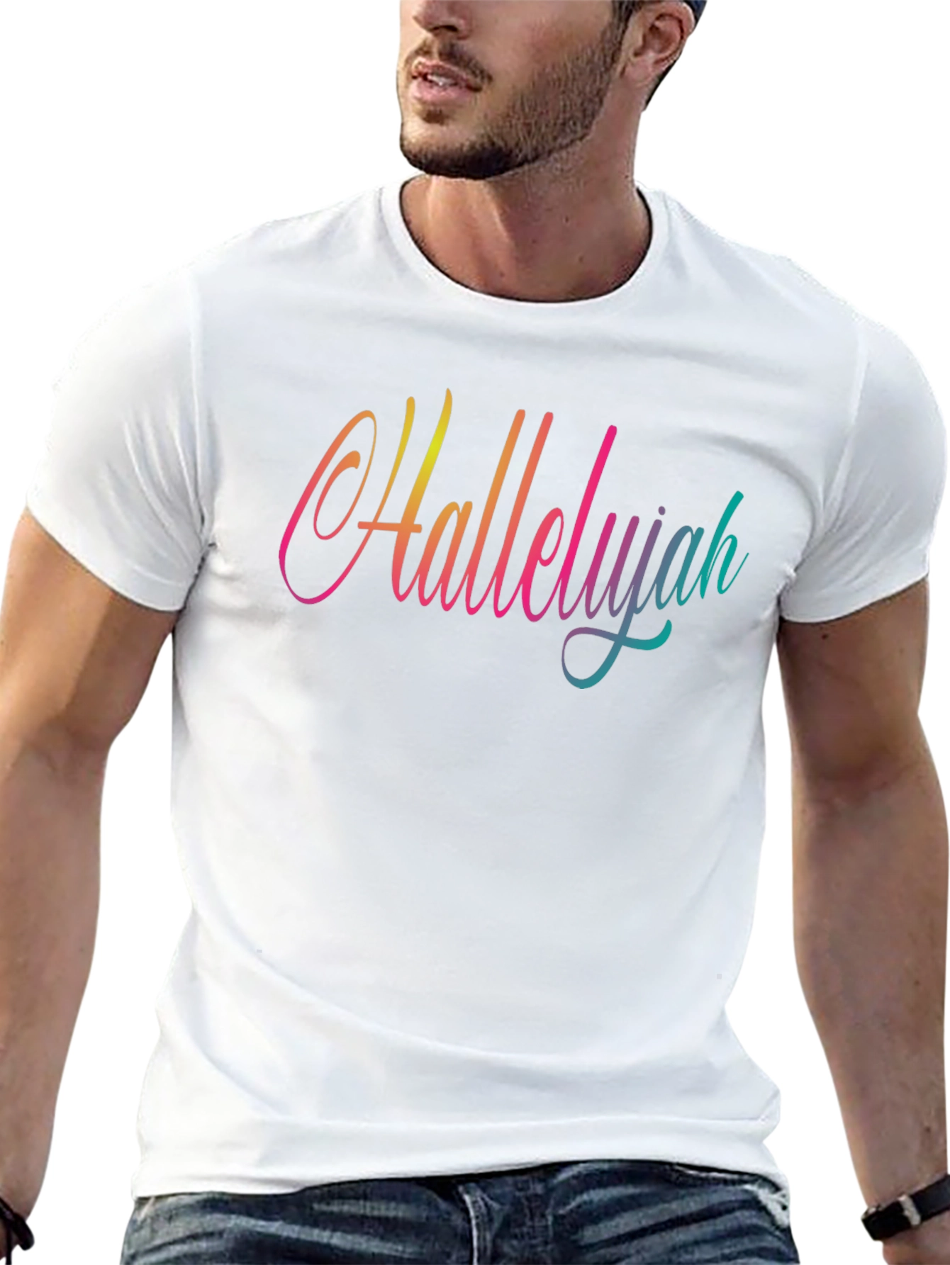 Hallelujah Gradient Graphic Tee - Black