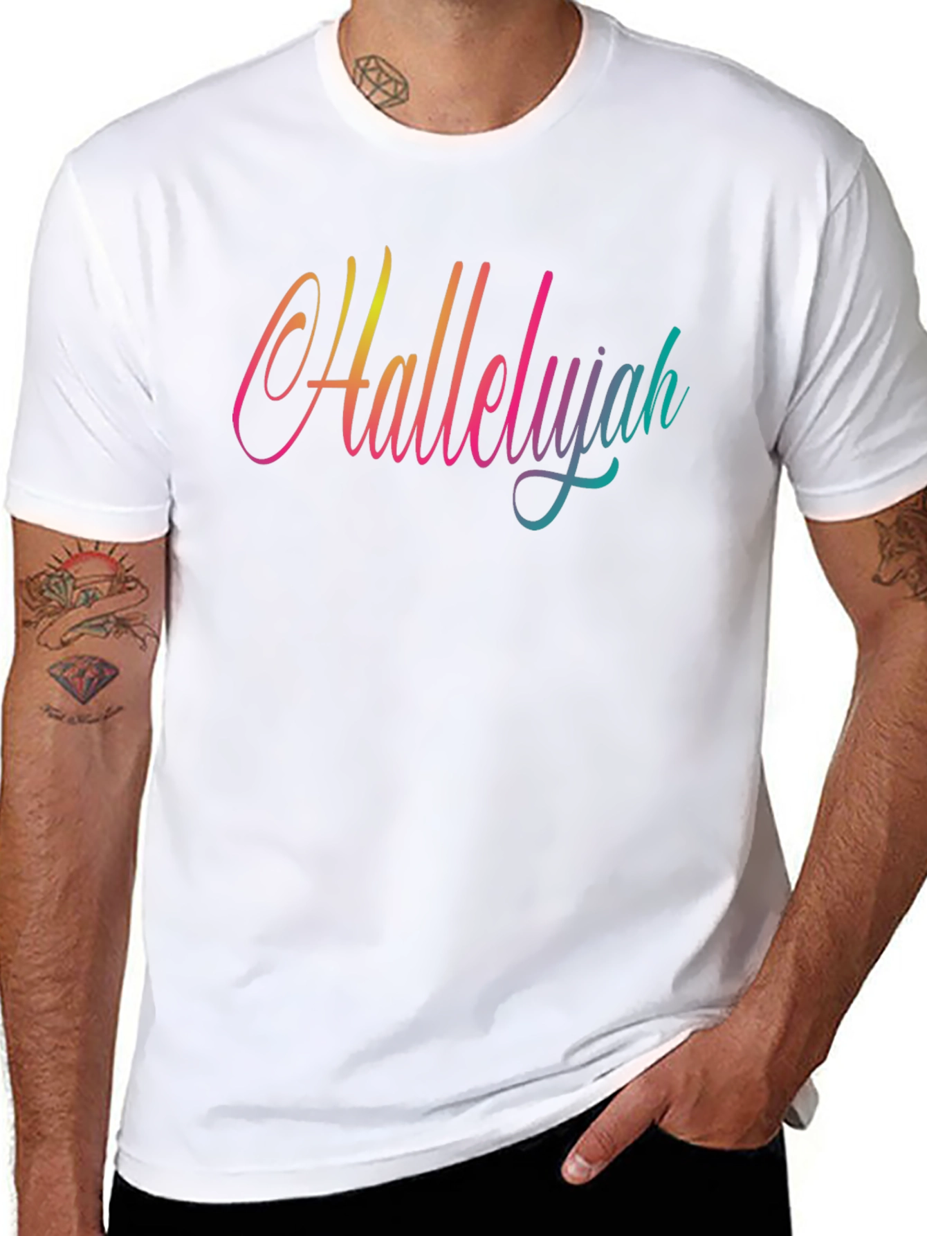Hallelujah Gradient Graphic Tee - Black