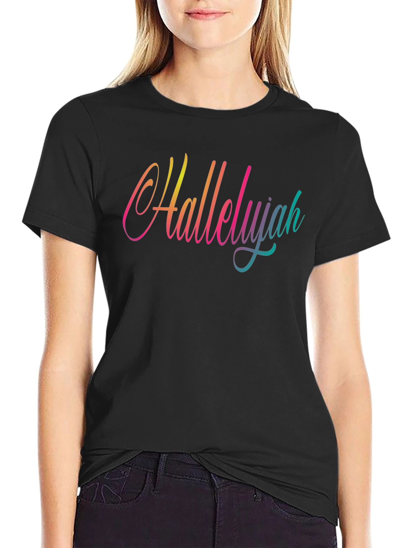 Hallelujah Gradient Graphic Tee - Black