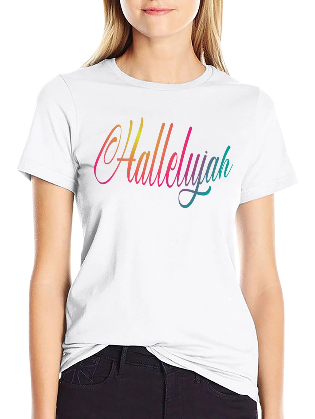 Hallelujah Gradient Graphic Tee - Black