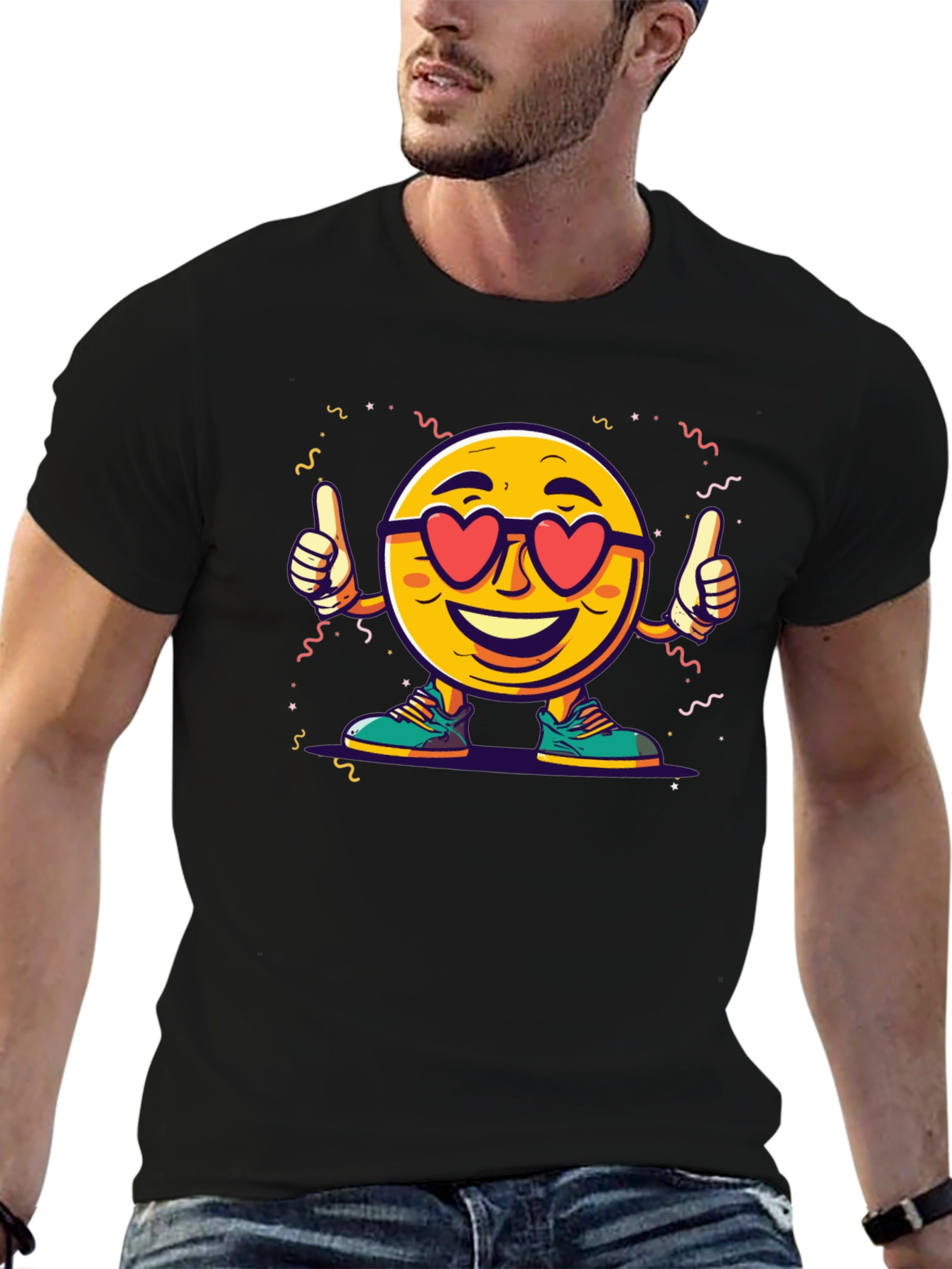 Cool Emoji Heart Eyes Graphic T-Shirt