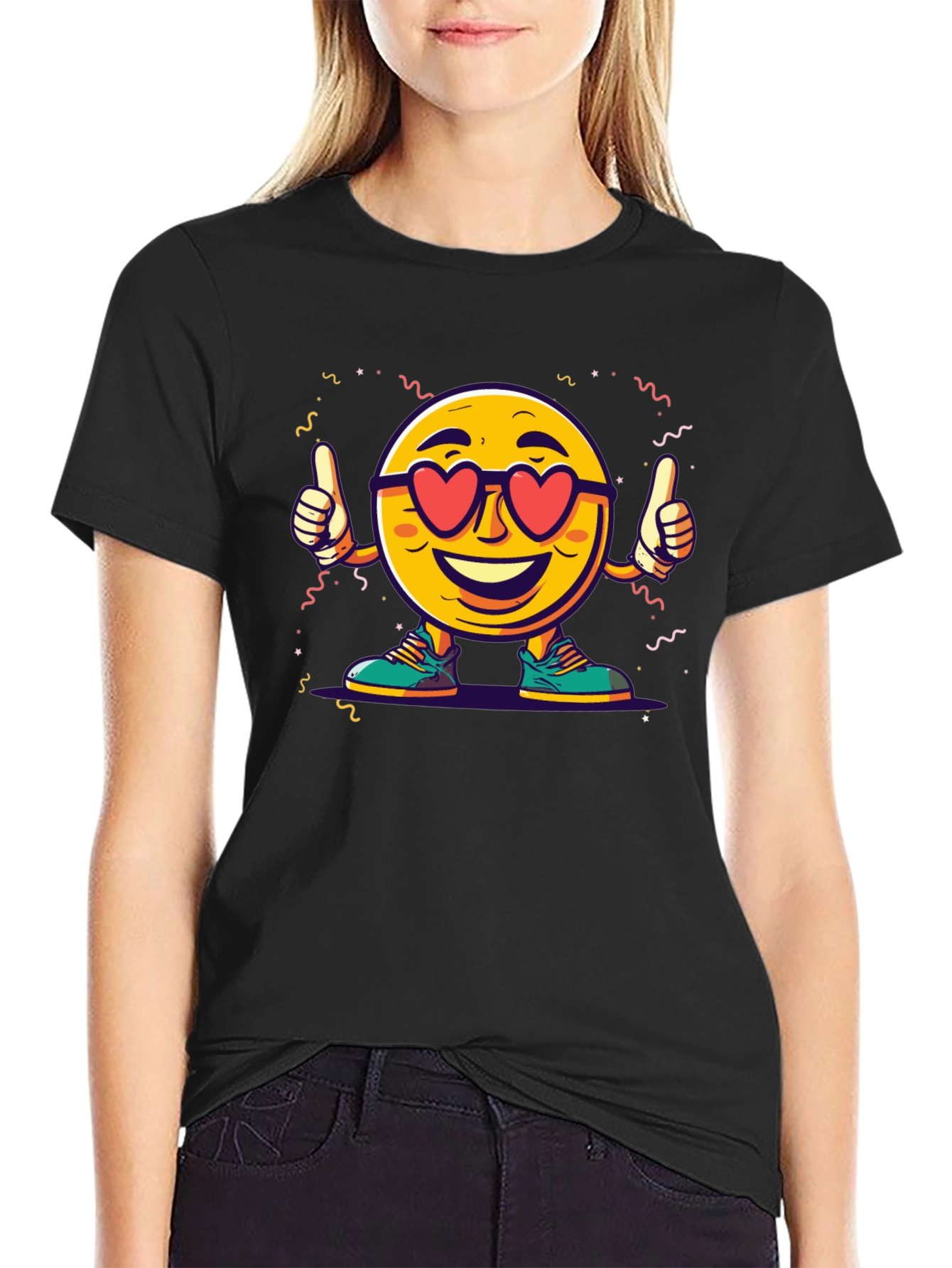 Cool Emoji Heart Eyes Graphic T-Shirt