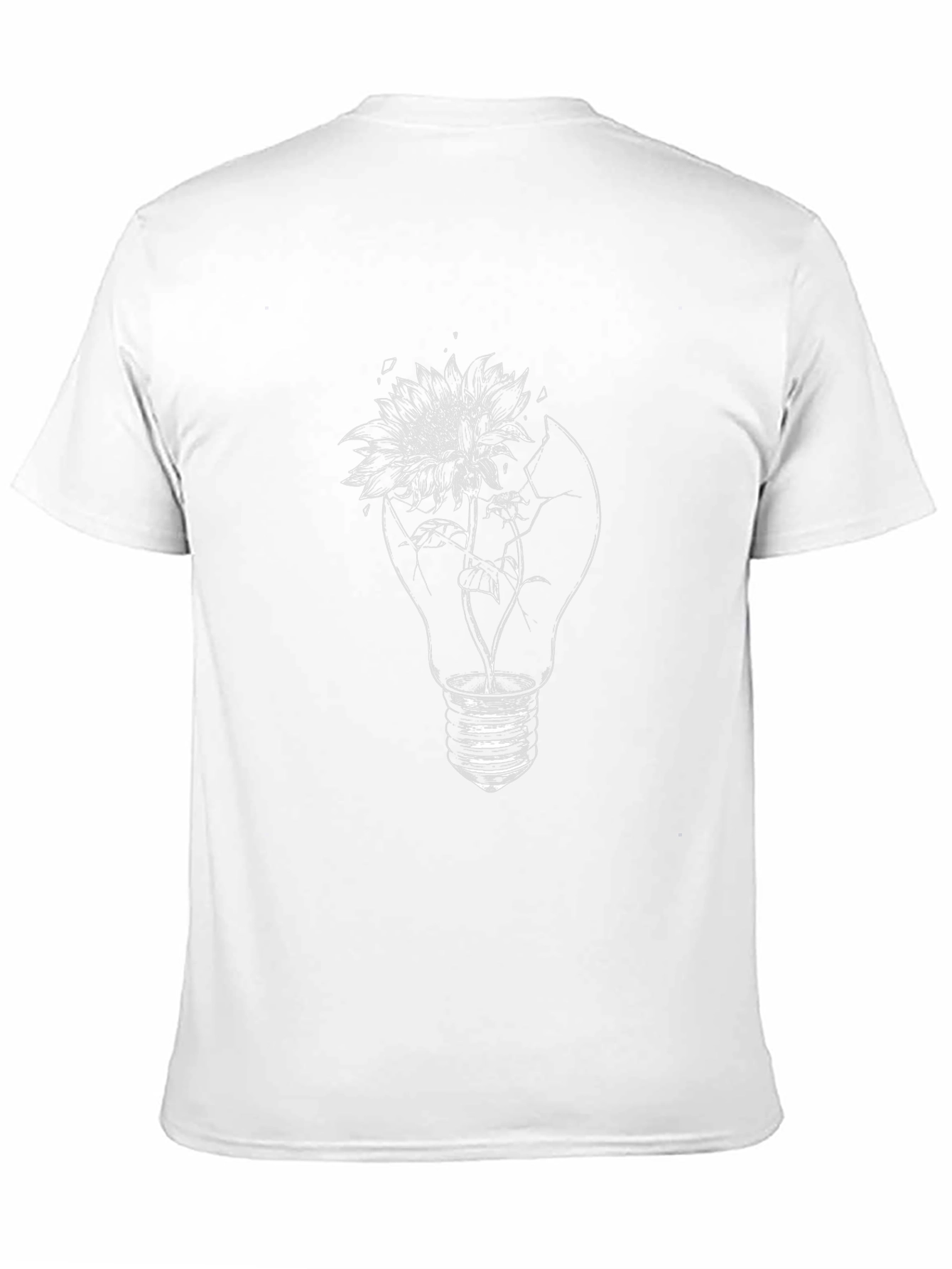 Black T-Shirt with Lightbulb Flower Graphic