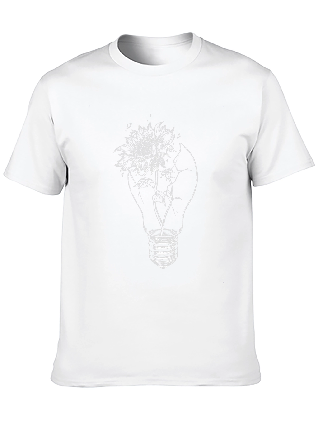 Black T-Shirt with Lightbulb Flower Graphic
