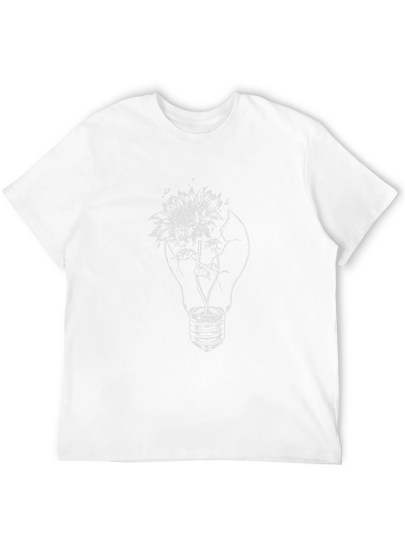 Black T-Shirt with Lightbulb Flower Graphic