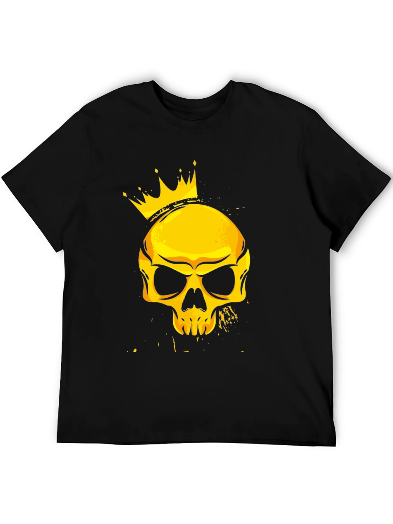 Crowned Skull Graphic Tee - Black Cotton T-Shirt