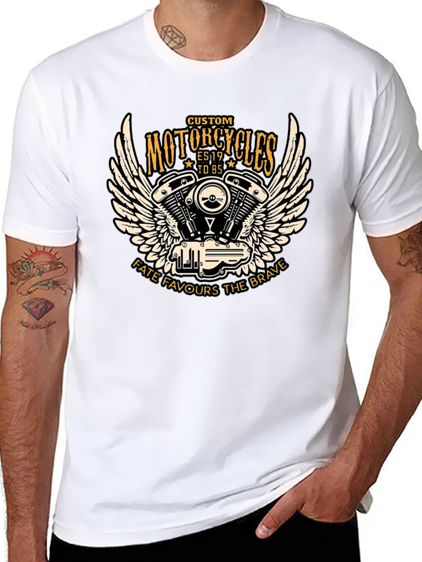 Custom Motorcycles Black T-Shirt