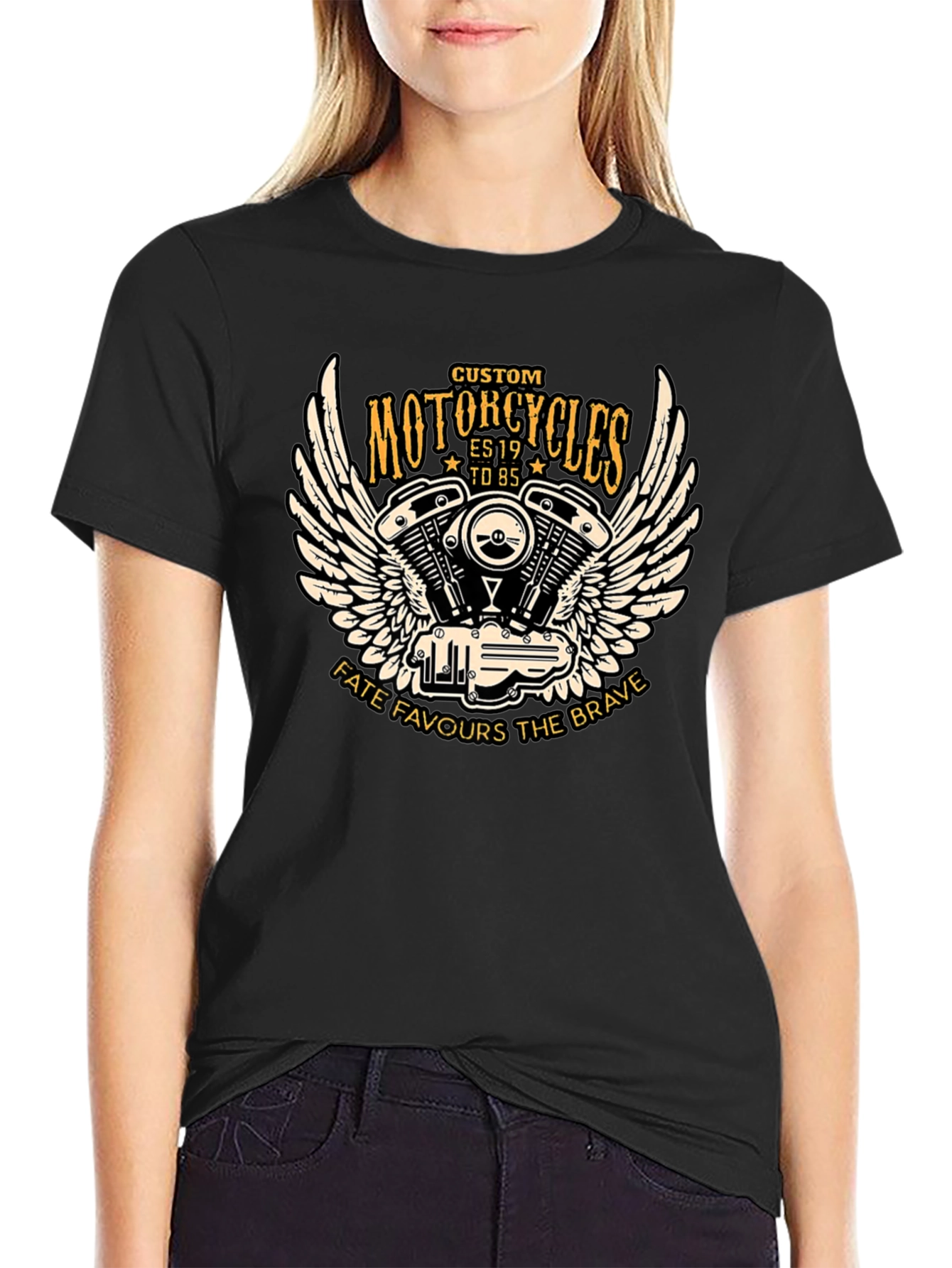 Custom Motorcycles Black T-Shirt