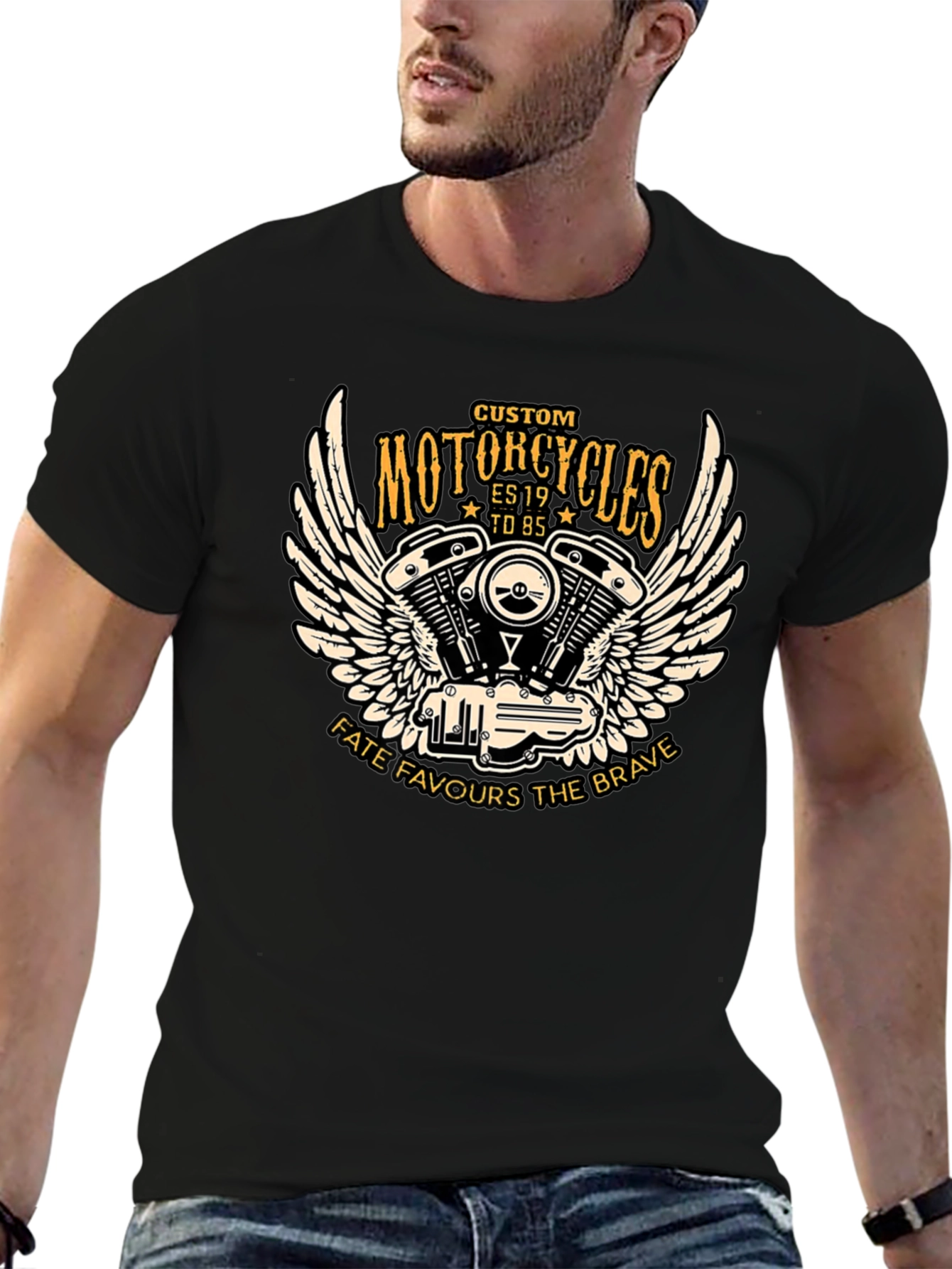 Custom Motorcycles Black T-Shirt