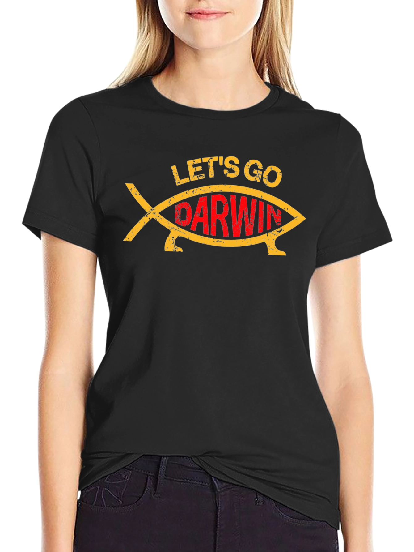 Lets Go Darwin T-Shirt - Black Crew Neck Tee