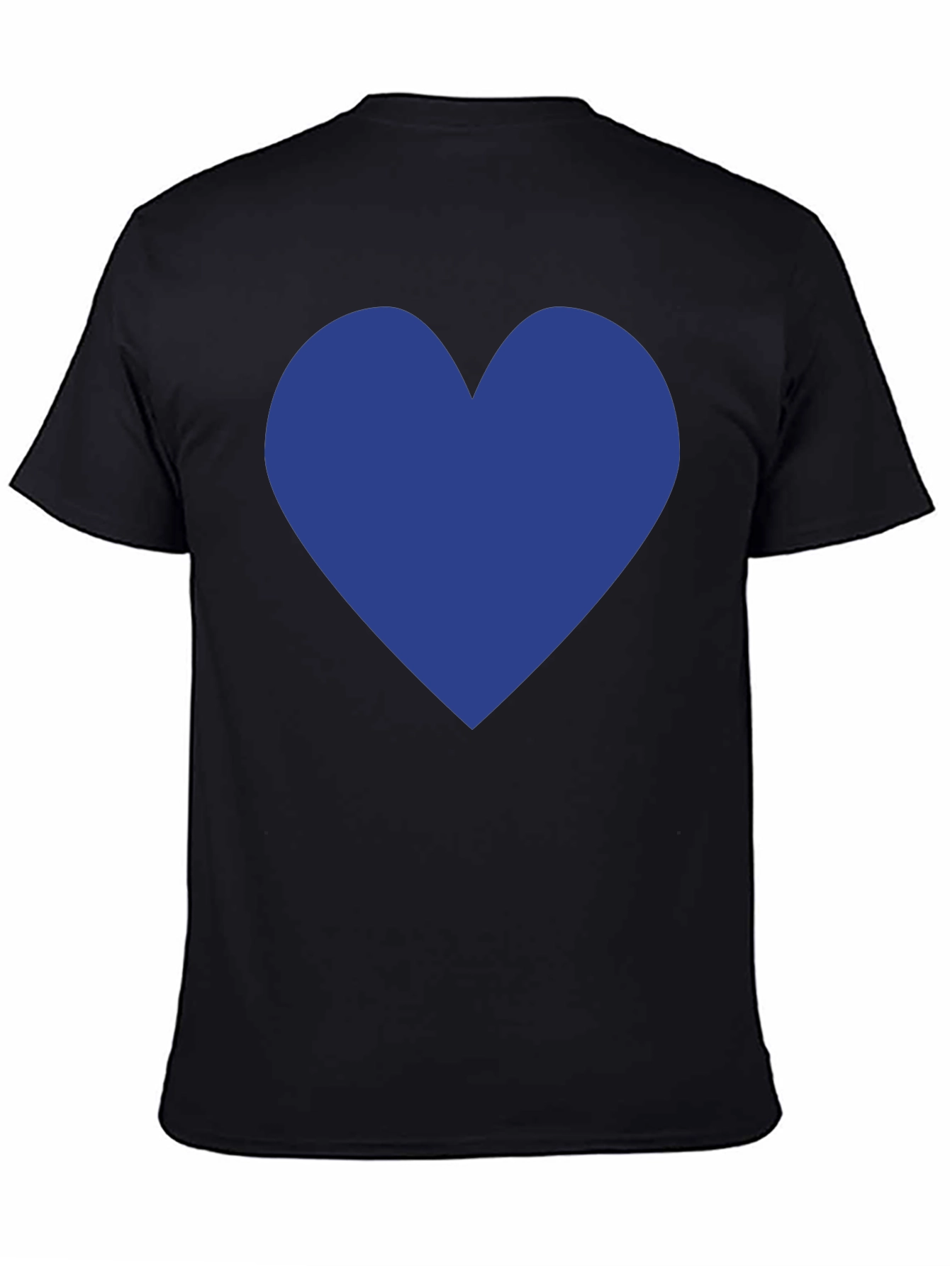 Blue Heart Graphic Black T-Shirt