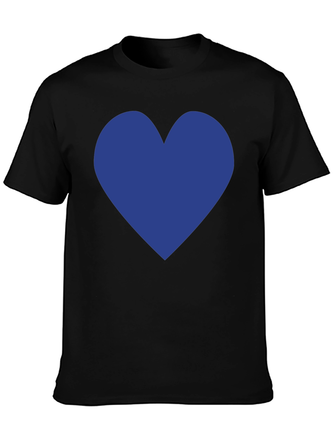 Blue Heart Graphic Black T-Shirt