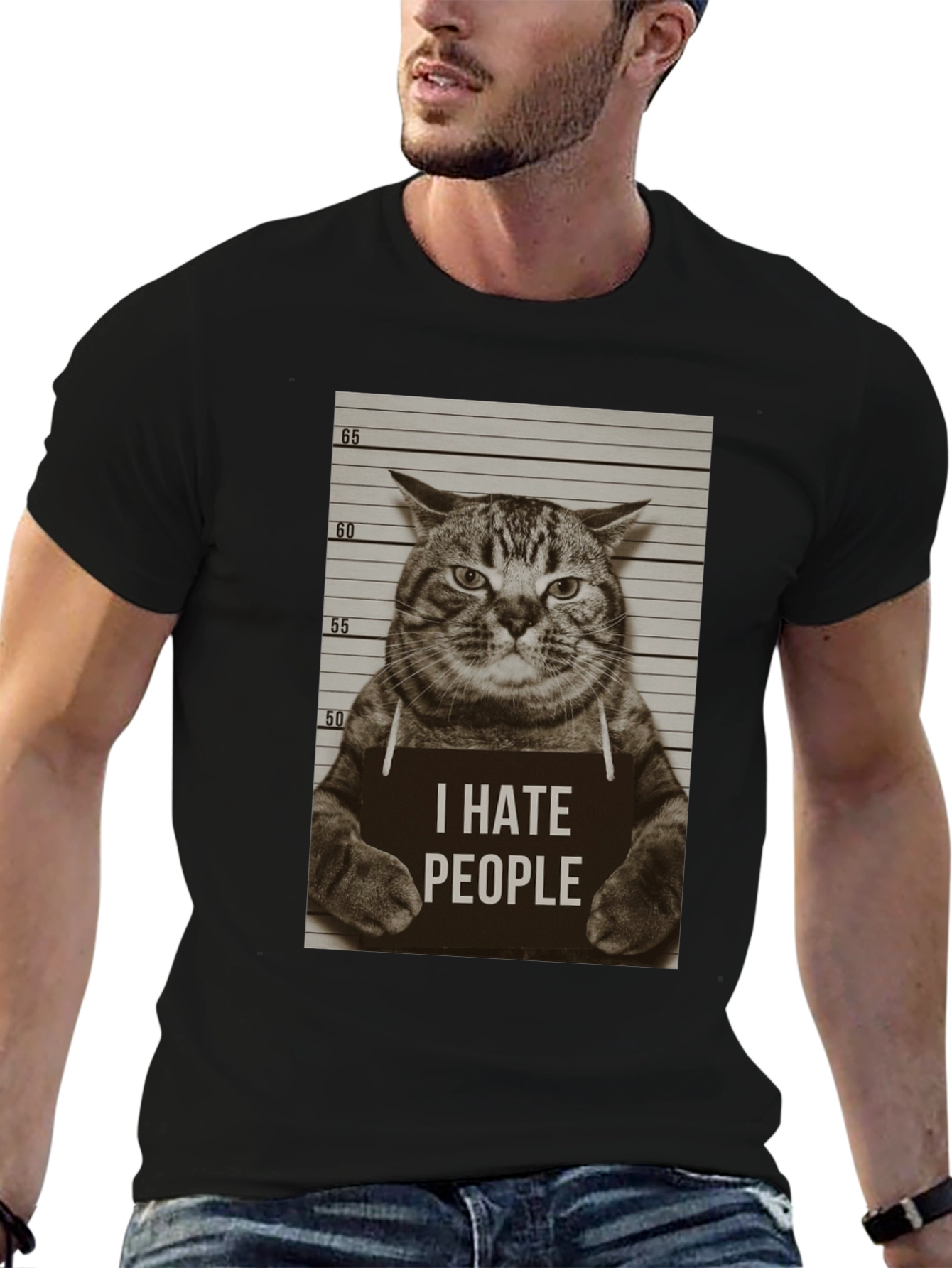 I Hate People Cat Mugshot T-Shirt