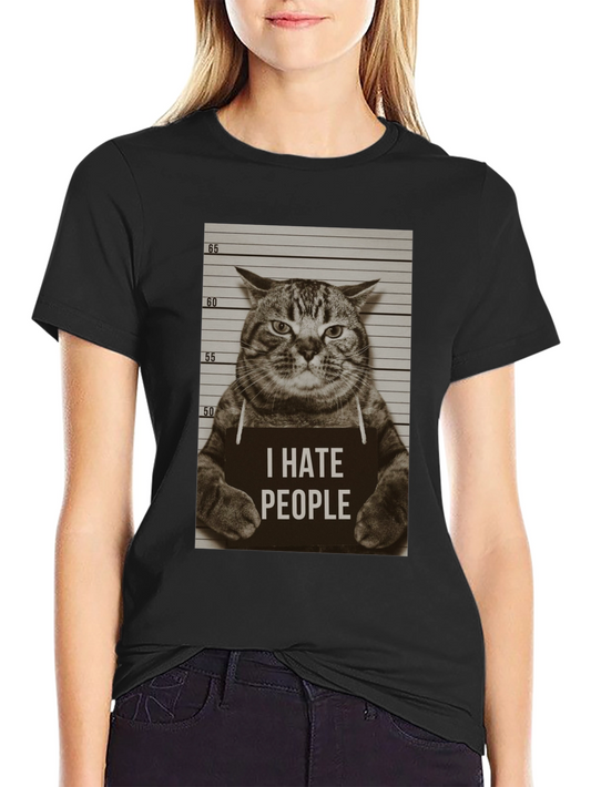 I Hate People Cat Mugshot T-Shirt