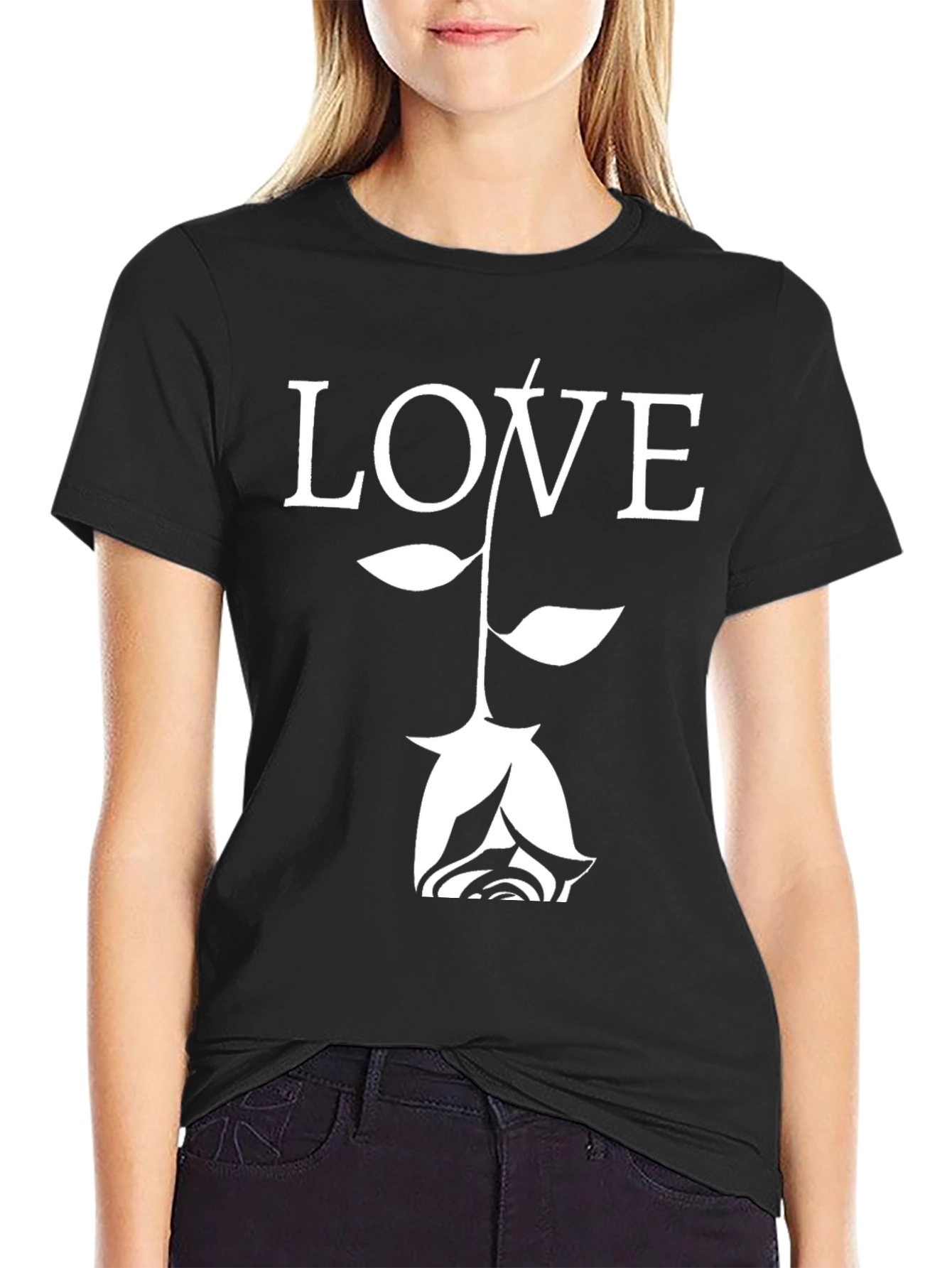 Love Rose Graphic Tee - Black