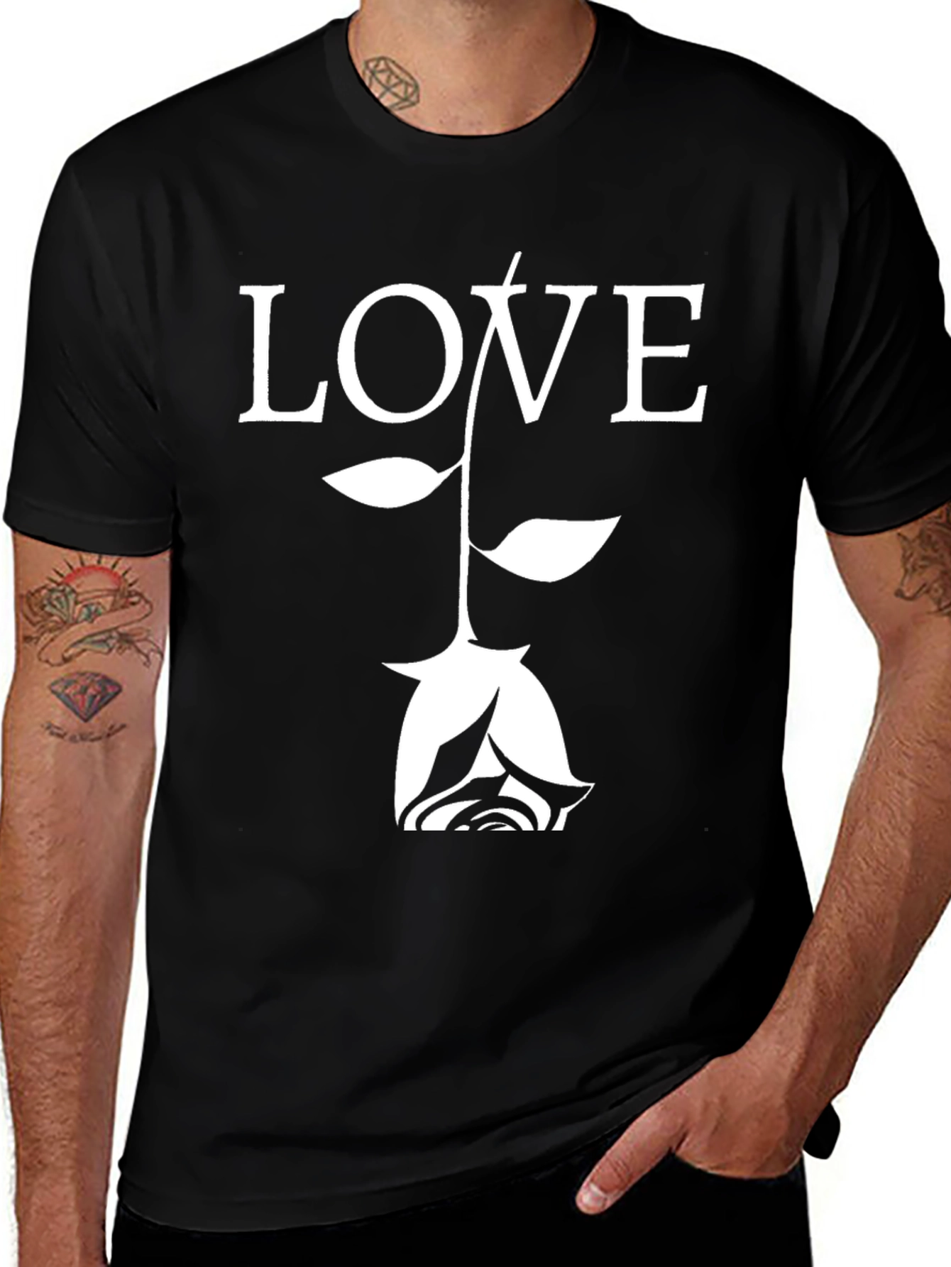 Love Rose Graphic Tee - Black
