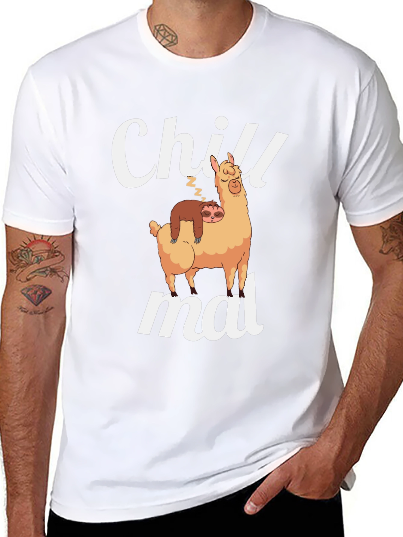 Chill Mal T-Shirt - Llama and Sloth Black Tee