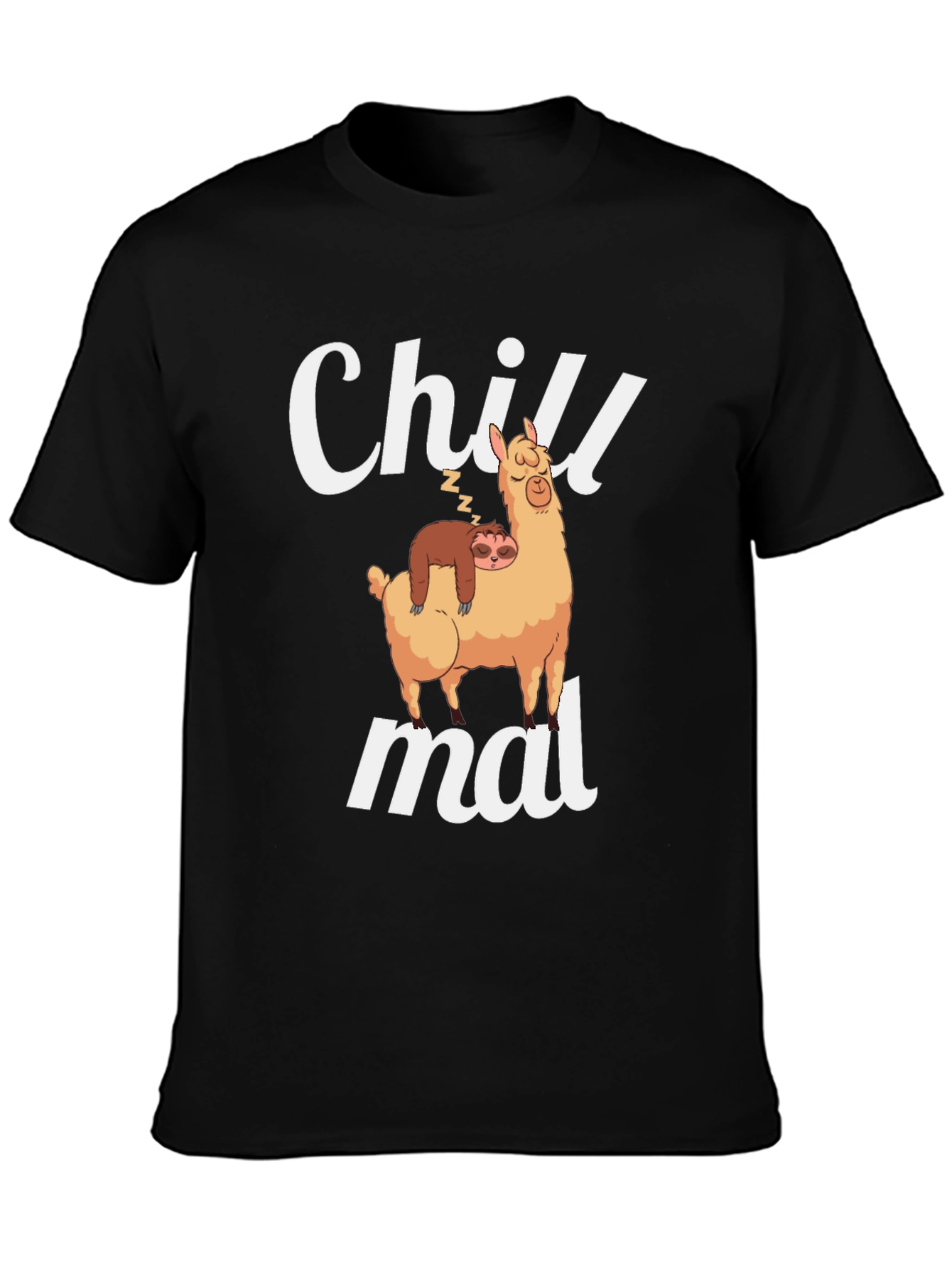Chill Mal T-Shirt - Llama and Sloth Black Tee