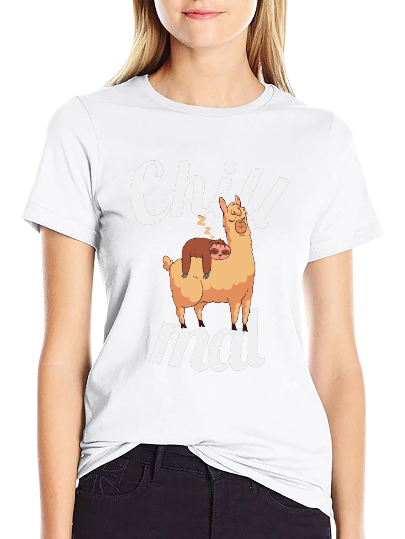 Chill Mal T-Shirt - Llama and Sloth Black Tee