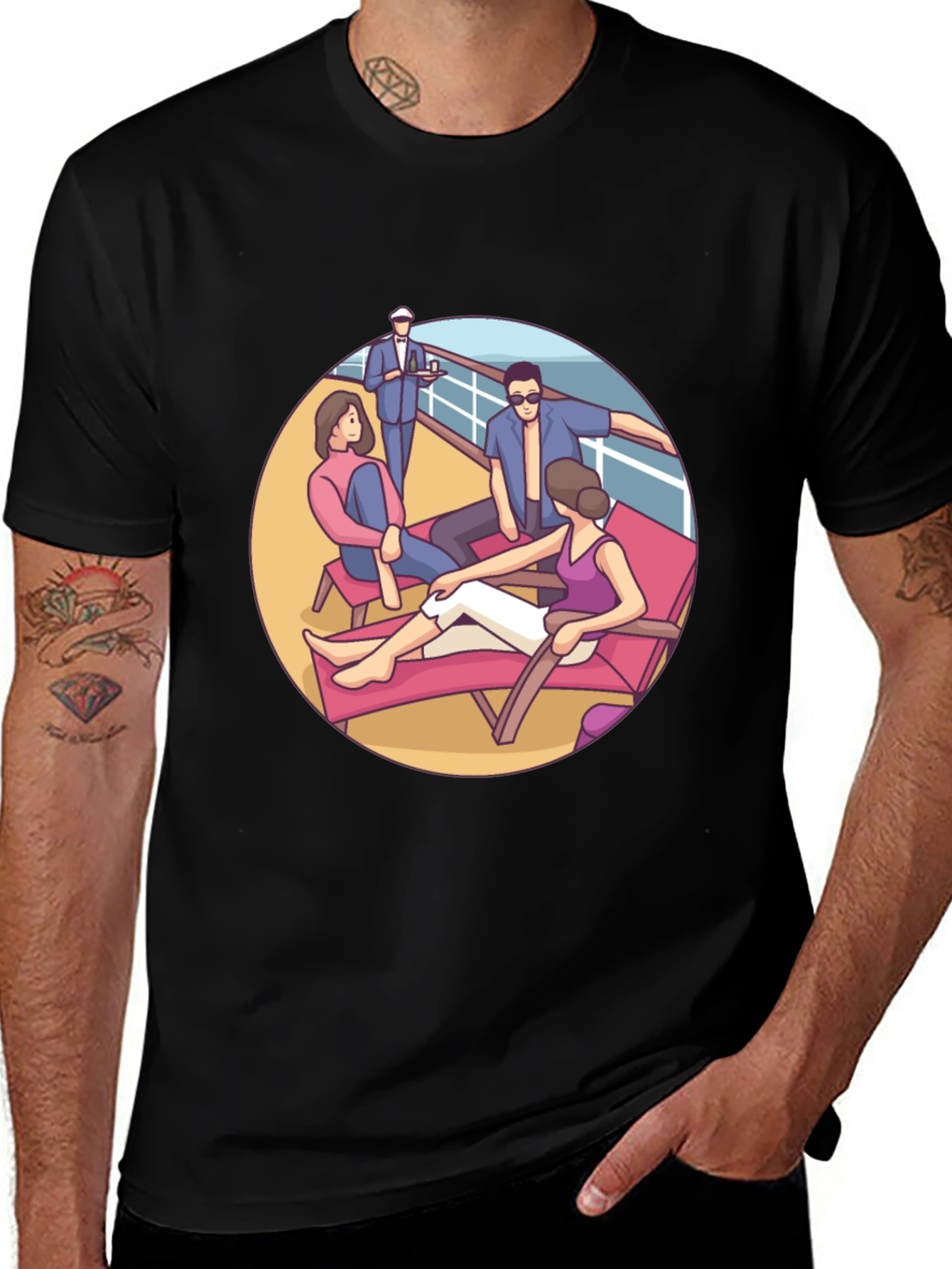 Cruise Life Graphic T-Shirt Black Cotton Tee
