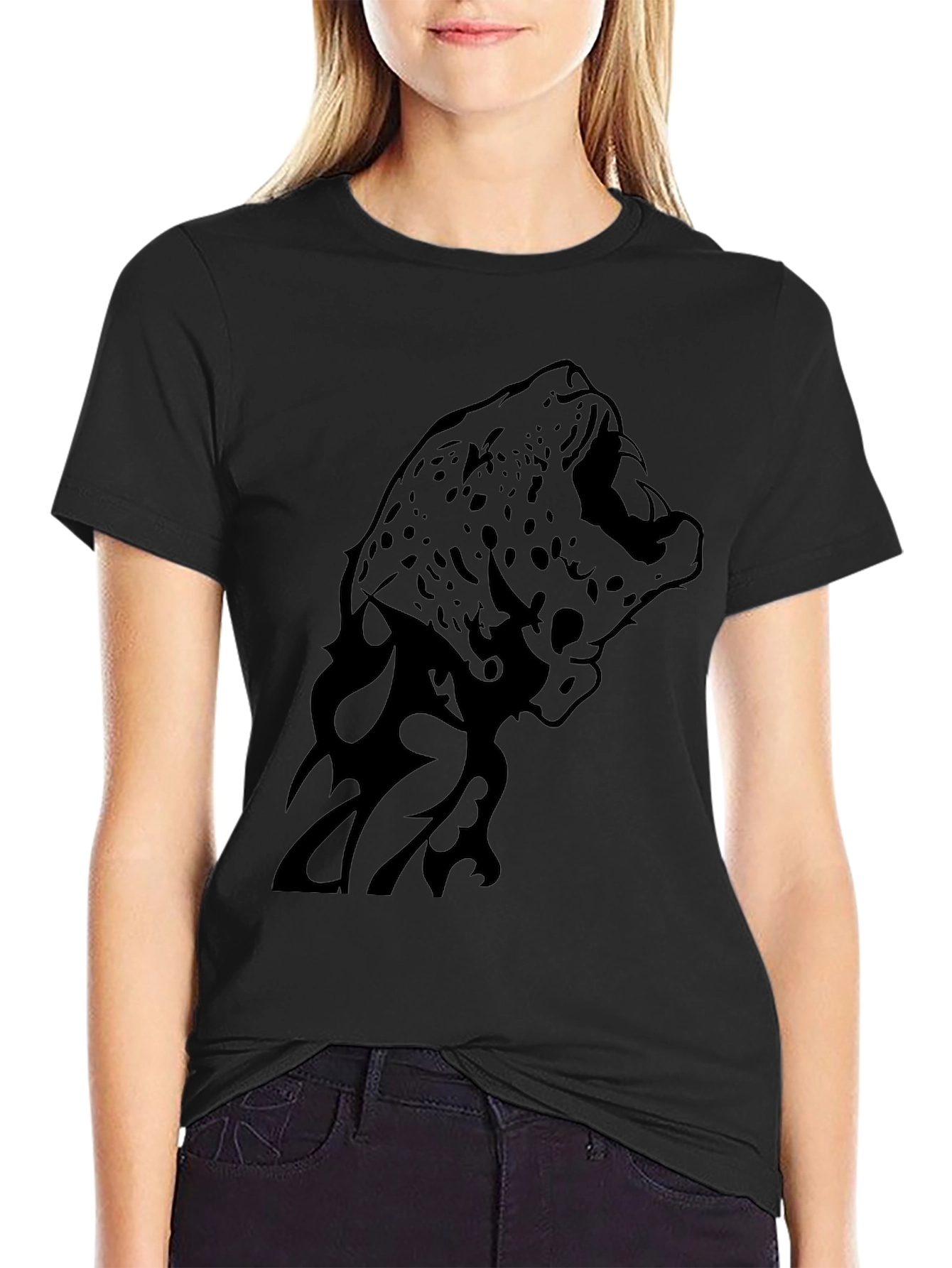 Jaguar Graphic Print T-Shirt - Black