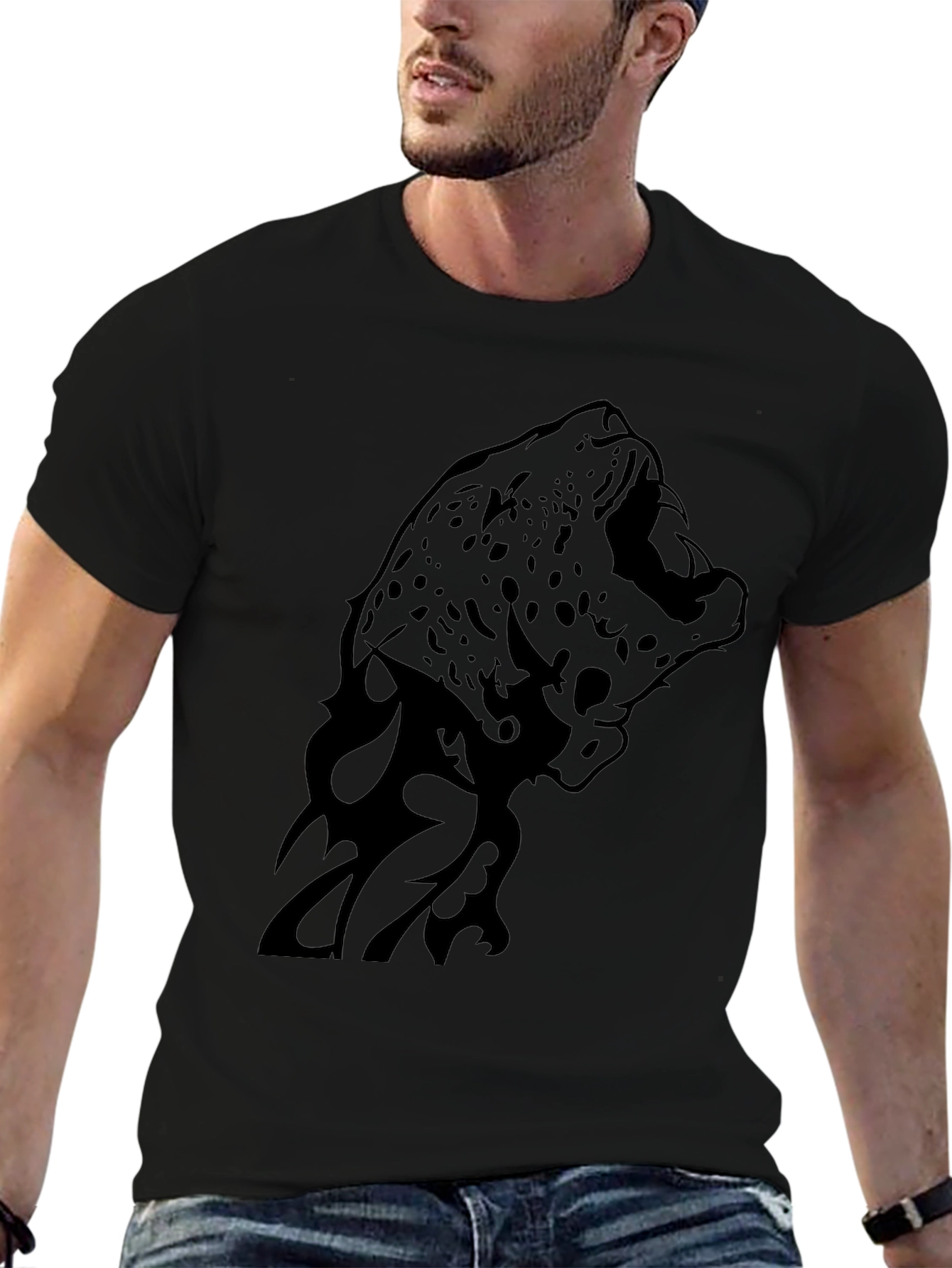 Jaguar Graphic Print T-Shirt - Black