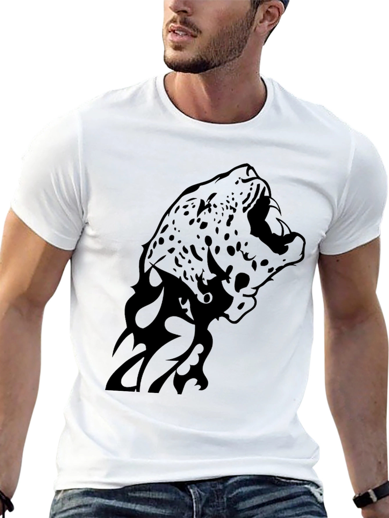 Jaguar Graphic Print T-Shirt - Black
