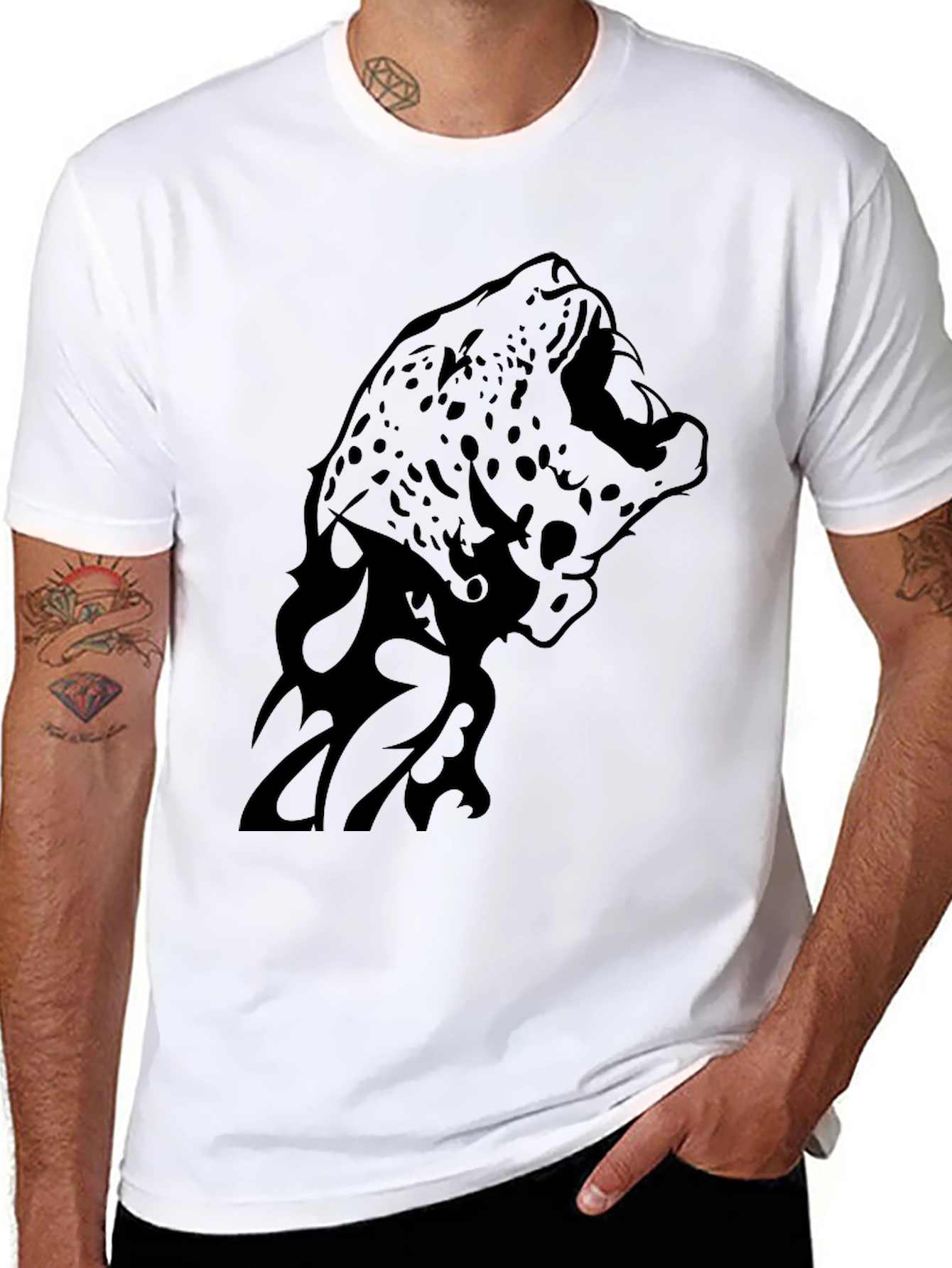 Jaguar Graphic Print T-Shirt - Black