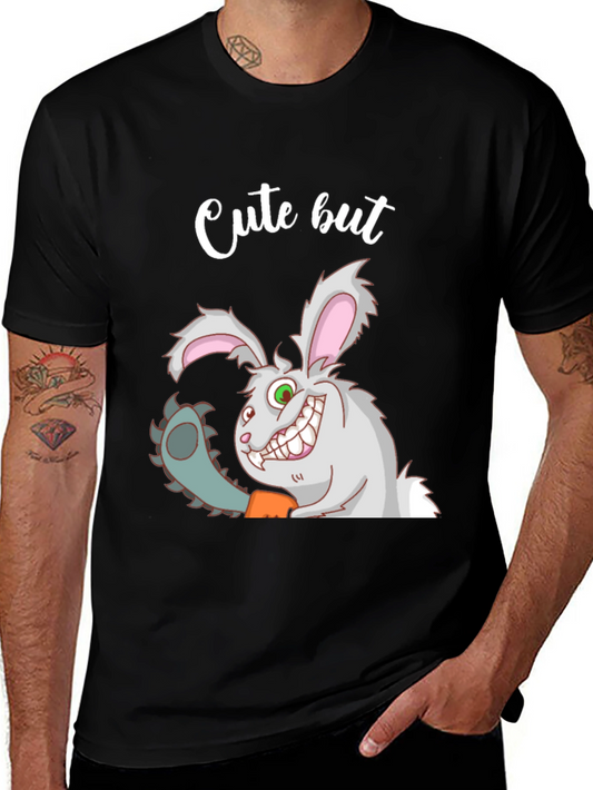 Cute but Psycho Rabbit Graphic T-Shirt - Mens Funny Bunny Tee