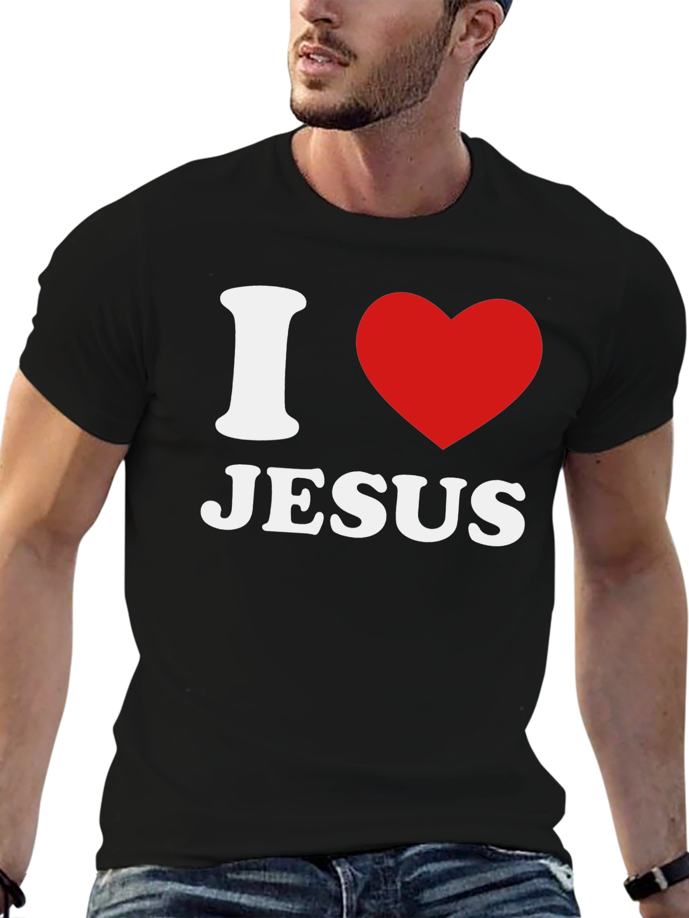 I Heart Jesus Black Graphic T-Shirt