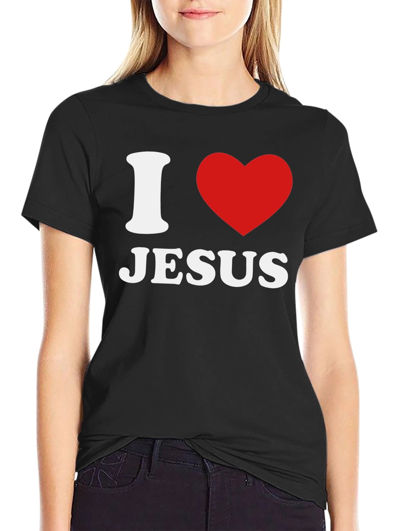 I Heart Jesus Black Graphic T-Shirt