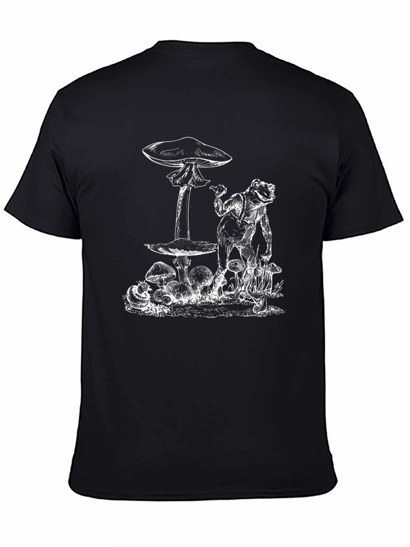 Frog & Mushroom Graphic Tee - Relaxed Fit Black
