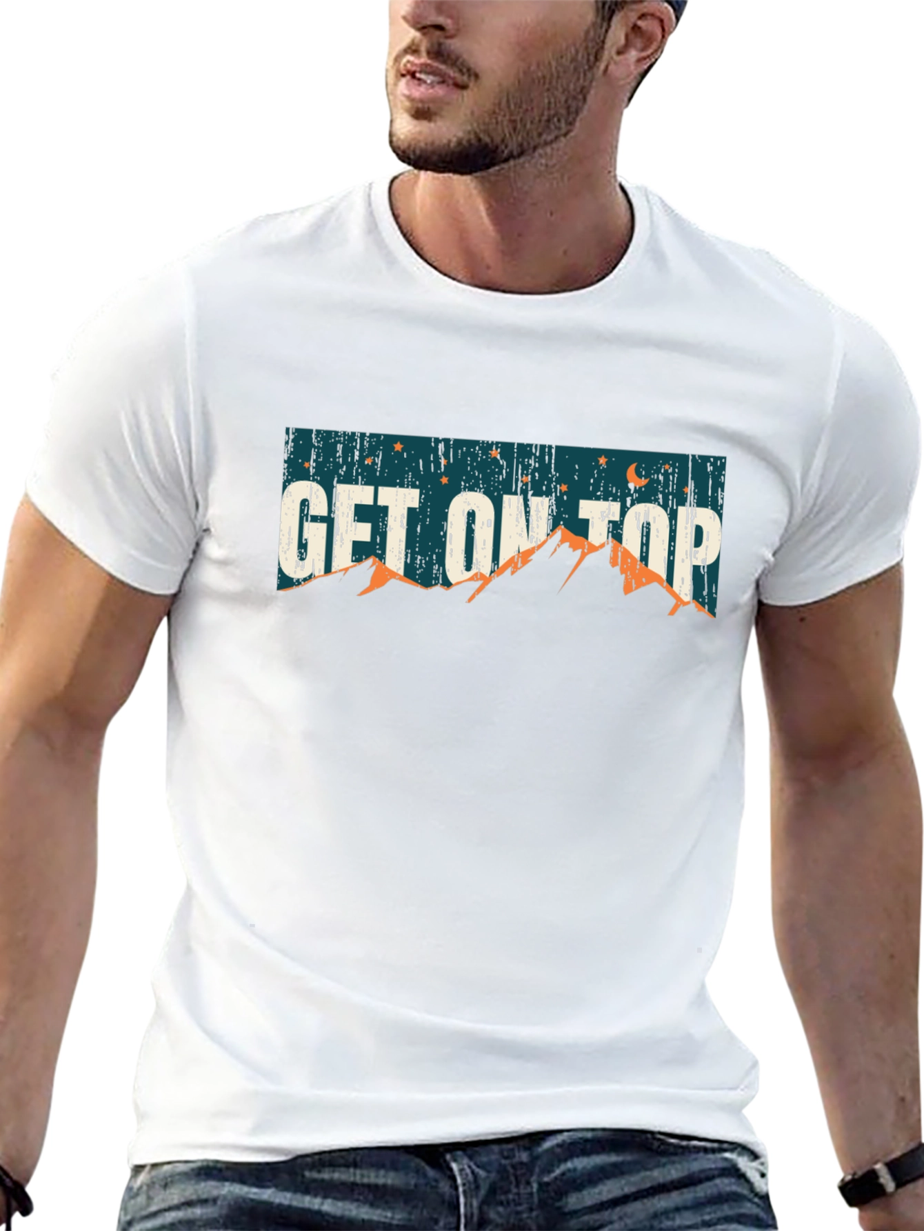 Get on Top Black Graphic T-Shirt