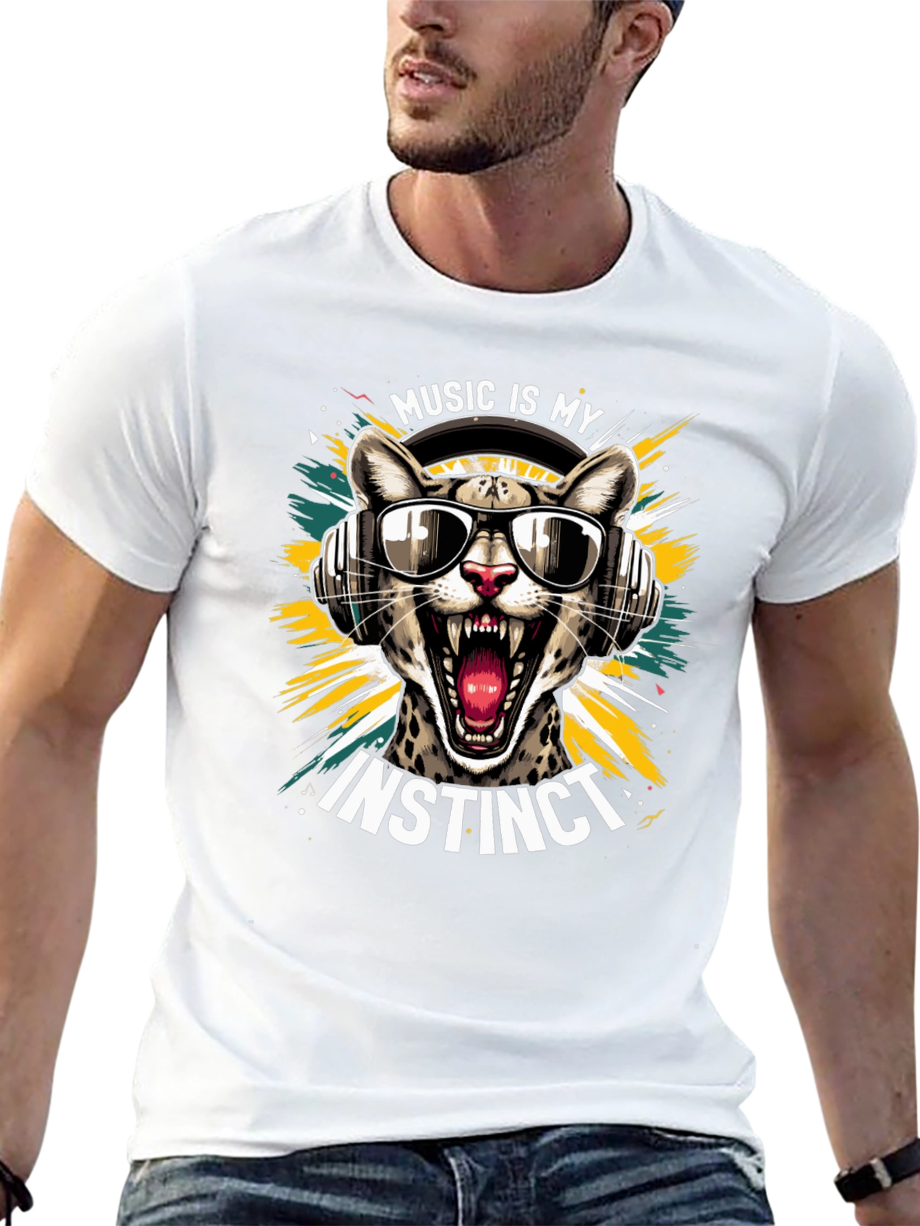 Music Instinct T-Shirt Cool Cat Design